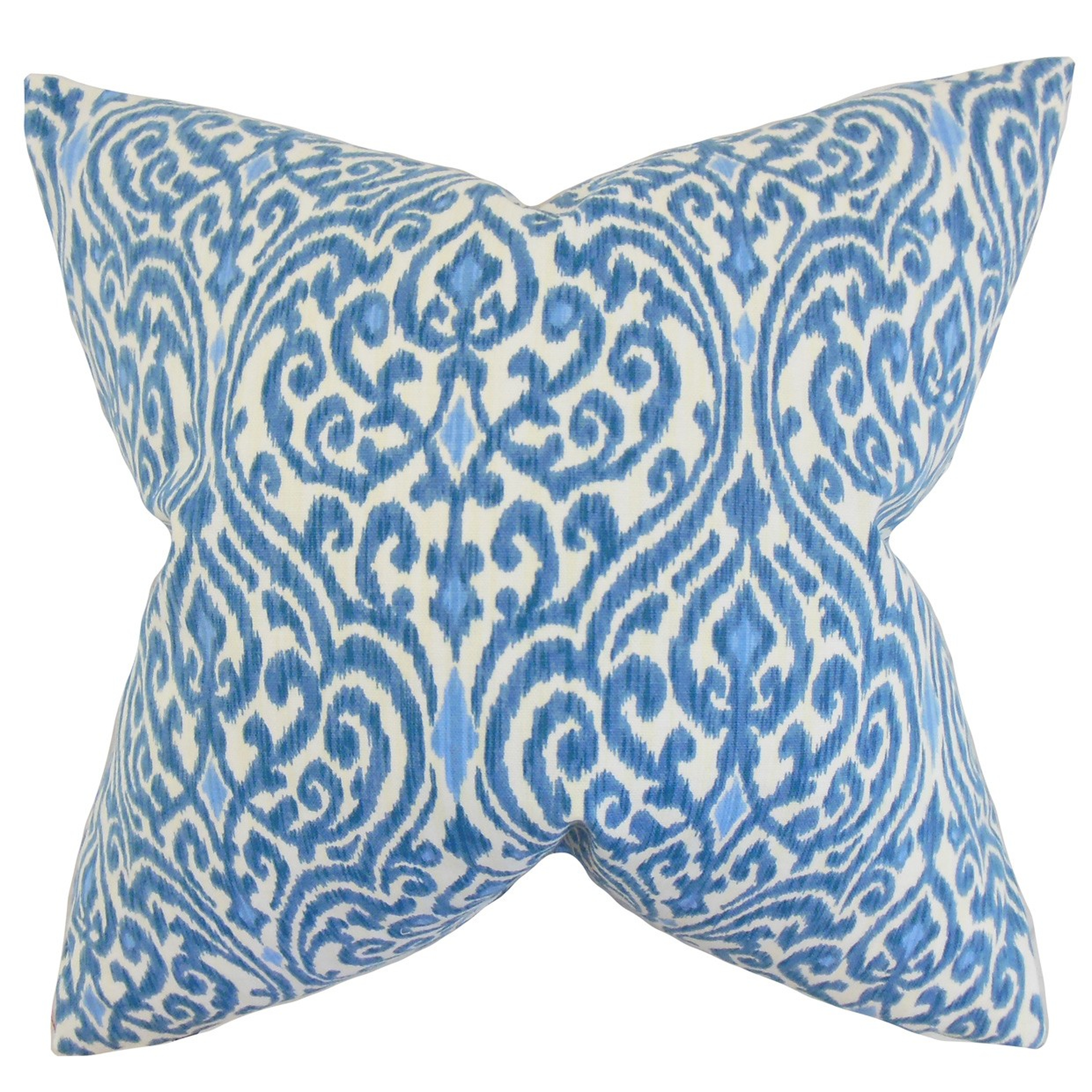 Ennis Ikat Pillow Blue - 18"x18" - with a high-fiber polyester pillow insert - Linen & Seam