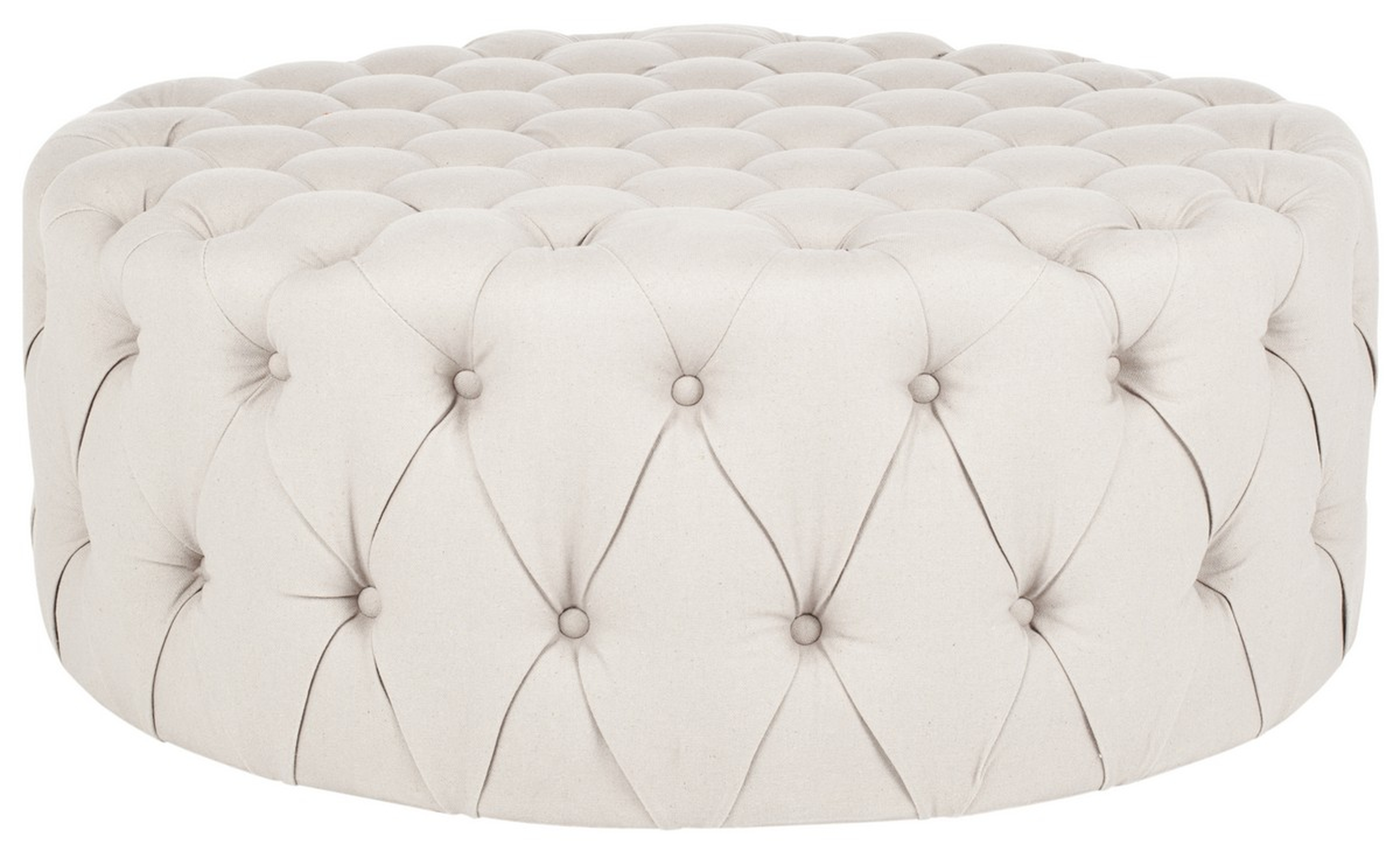 CHARLENE TUFTED OTTOMAN- Taupe - Safavieh