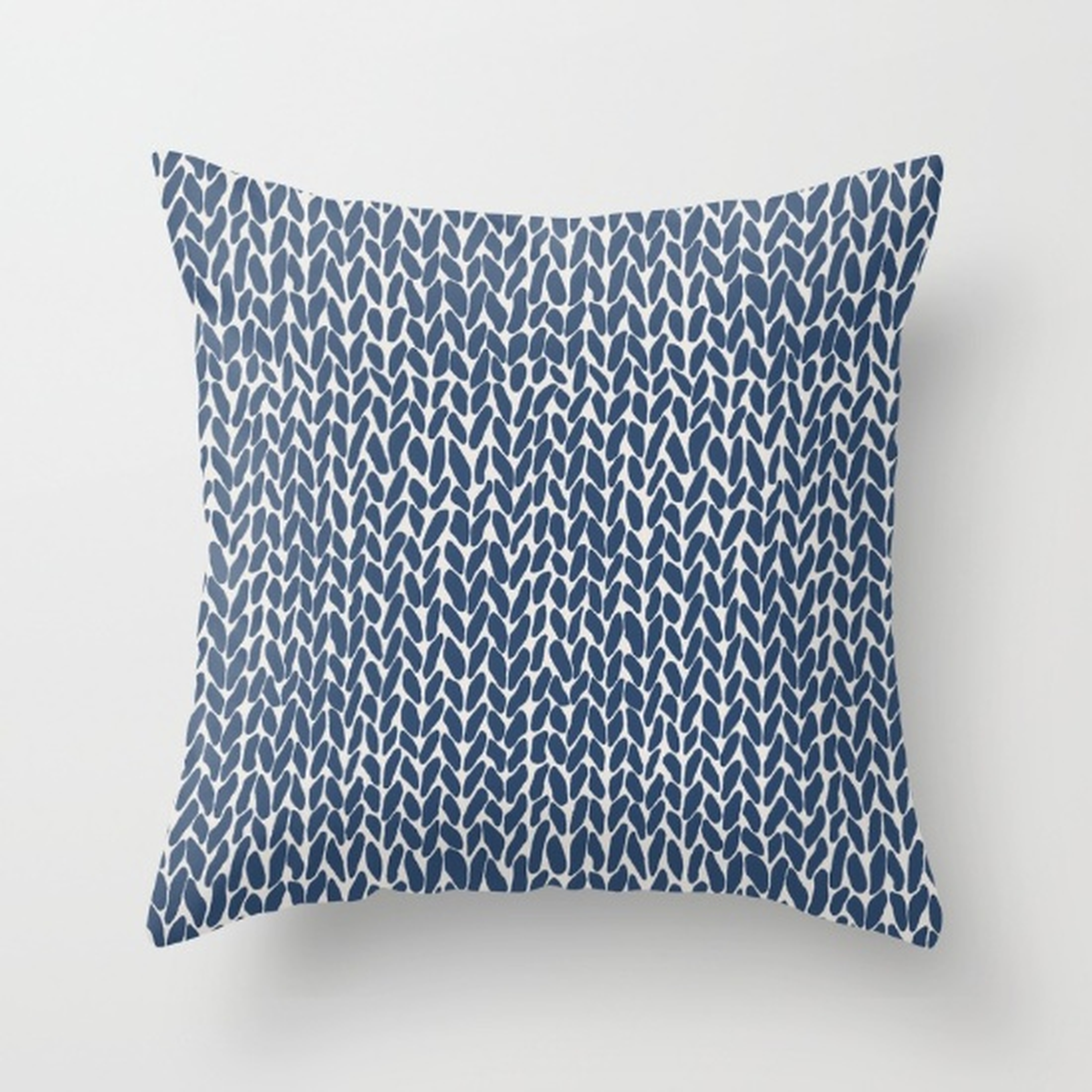 Hand Knit Navy Indoor Pillow - 20" x 20" with Down Insert - Society6