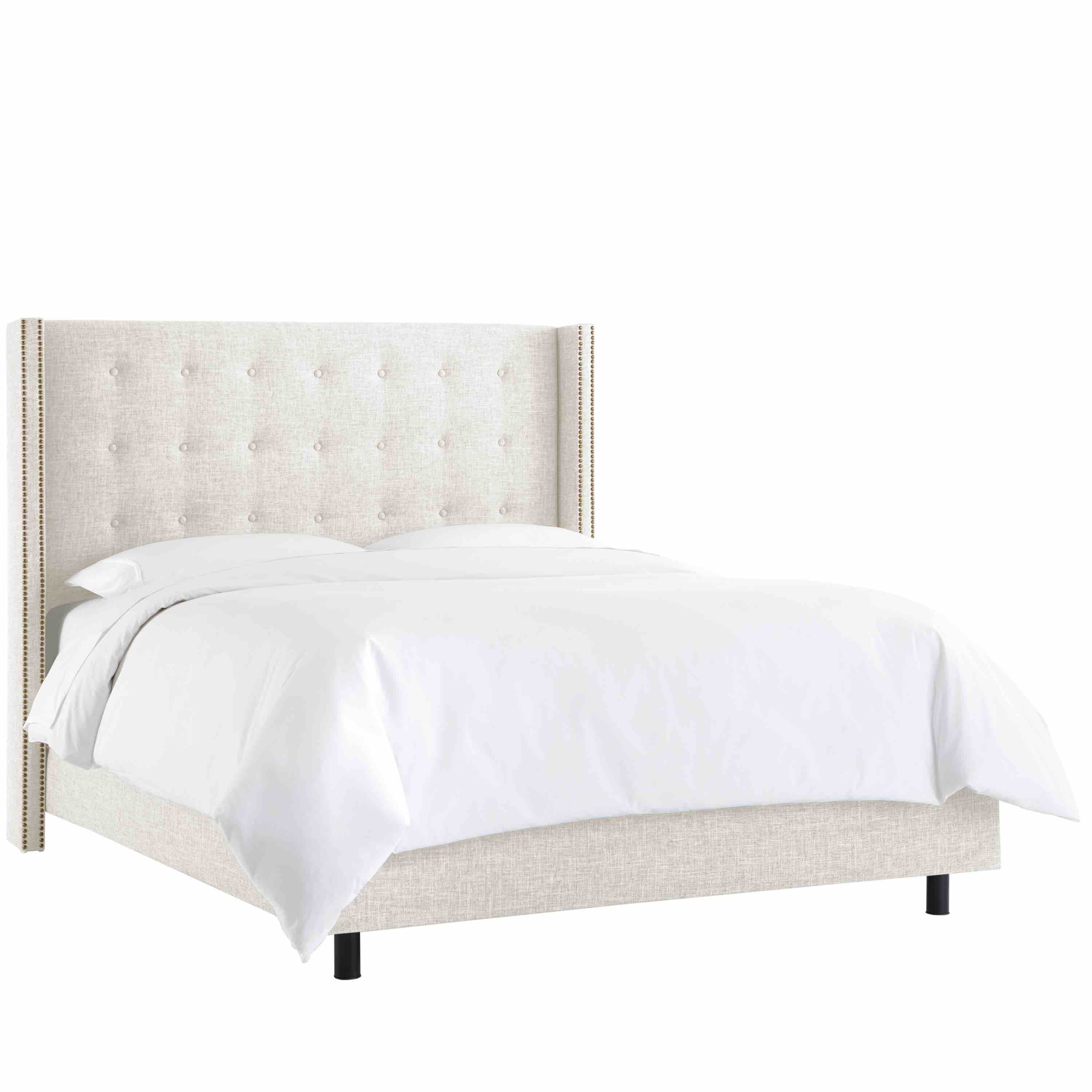 King Nail Button Tufted Wingback Bed in Zuma White - Third & Vine