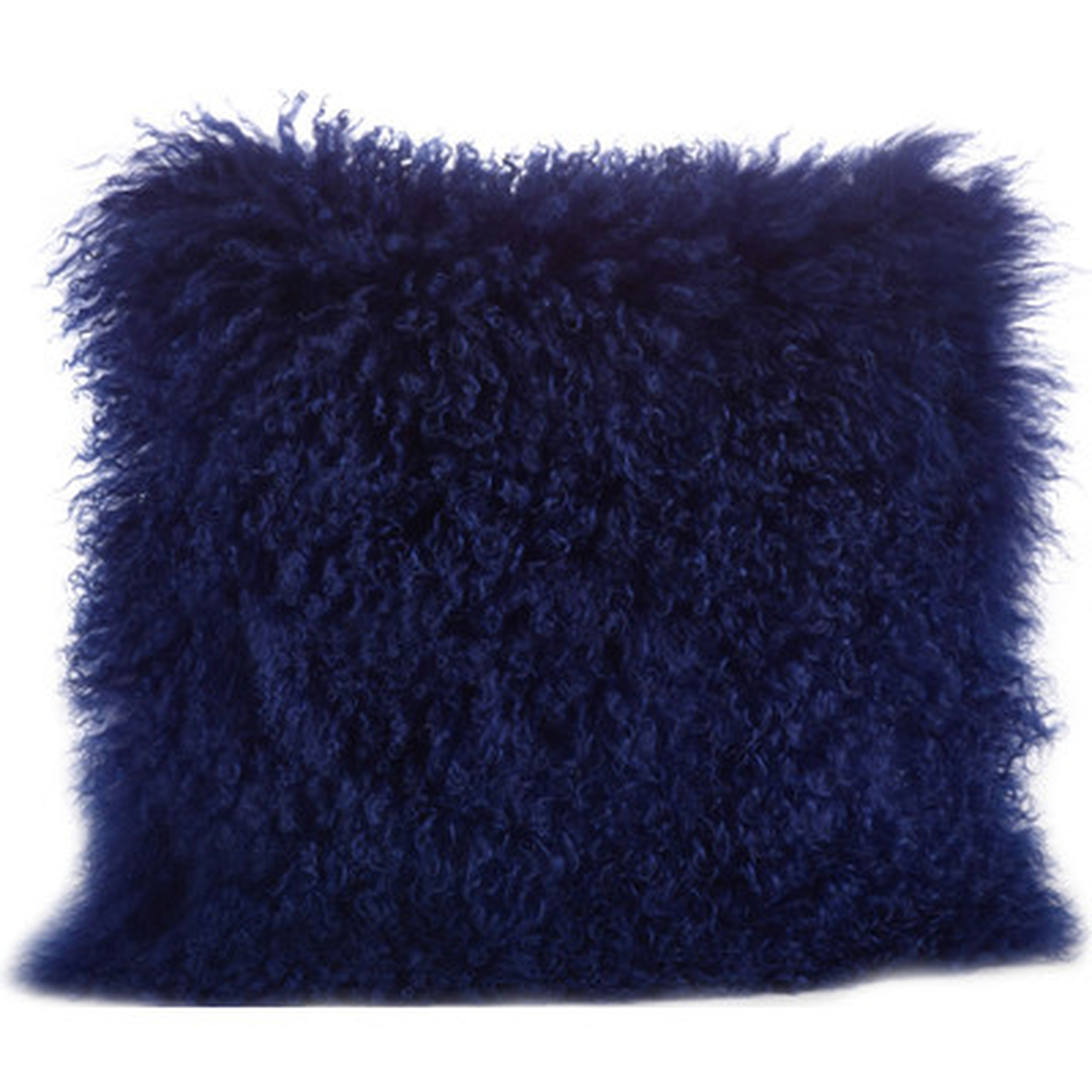 Becky Mongolian Lamb Fur Wool Throw Pillow - Cobalt Blue - 20" x 20" - With insert - Wayfair