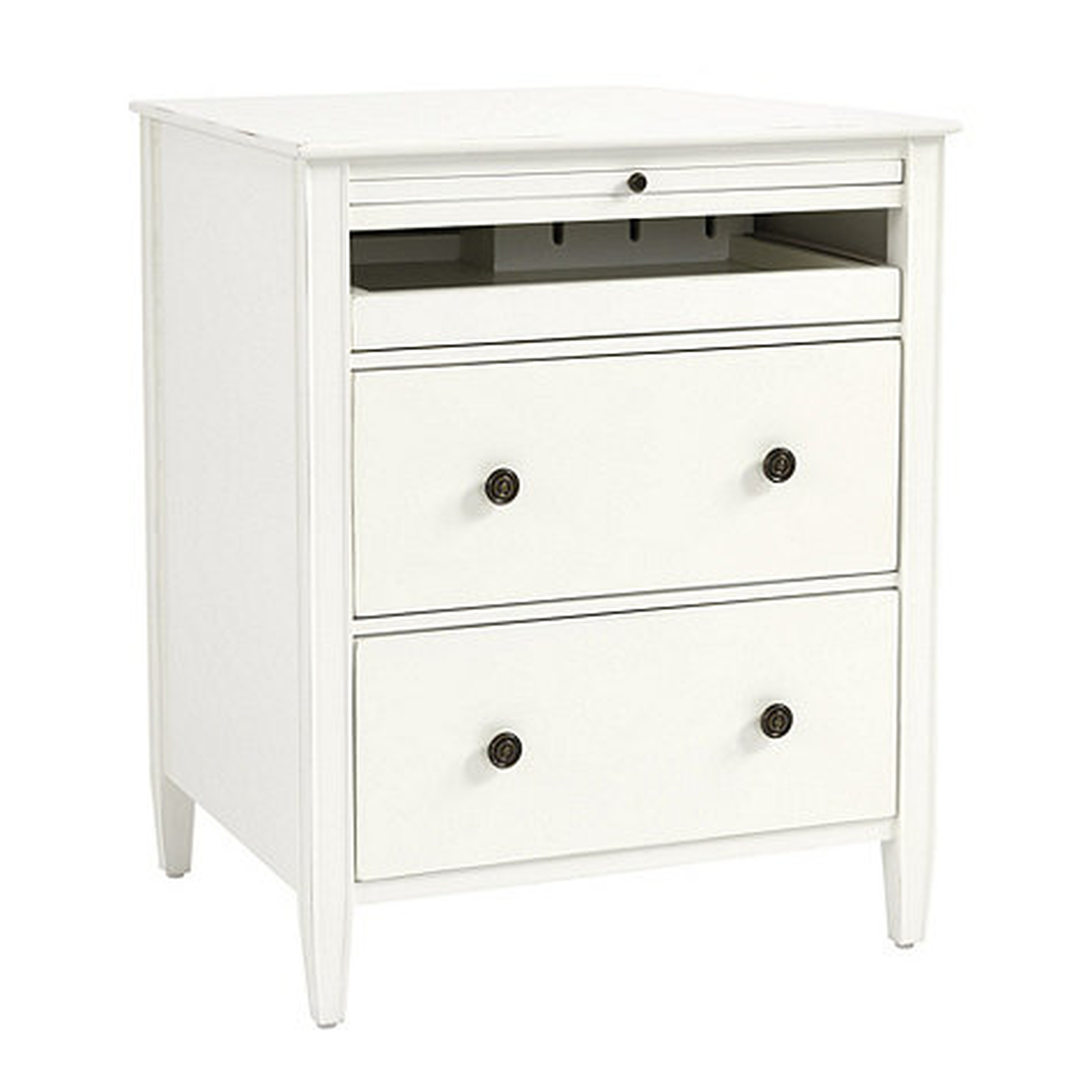 Sidney Side Table with Charging Station - Rubbed Soft White - Ballard Designs