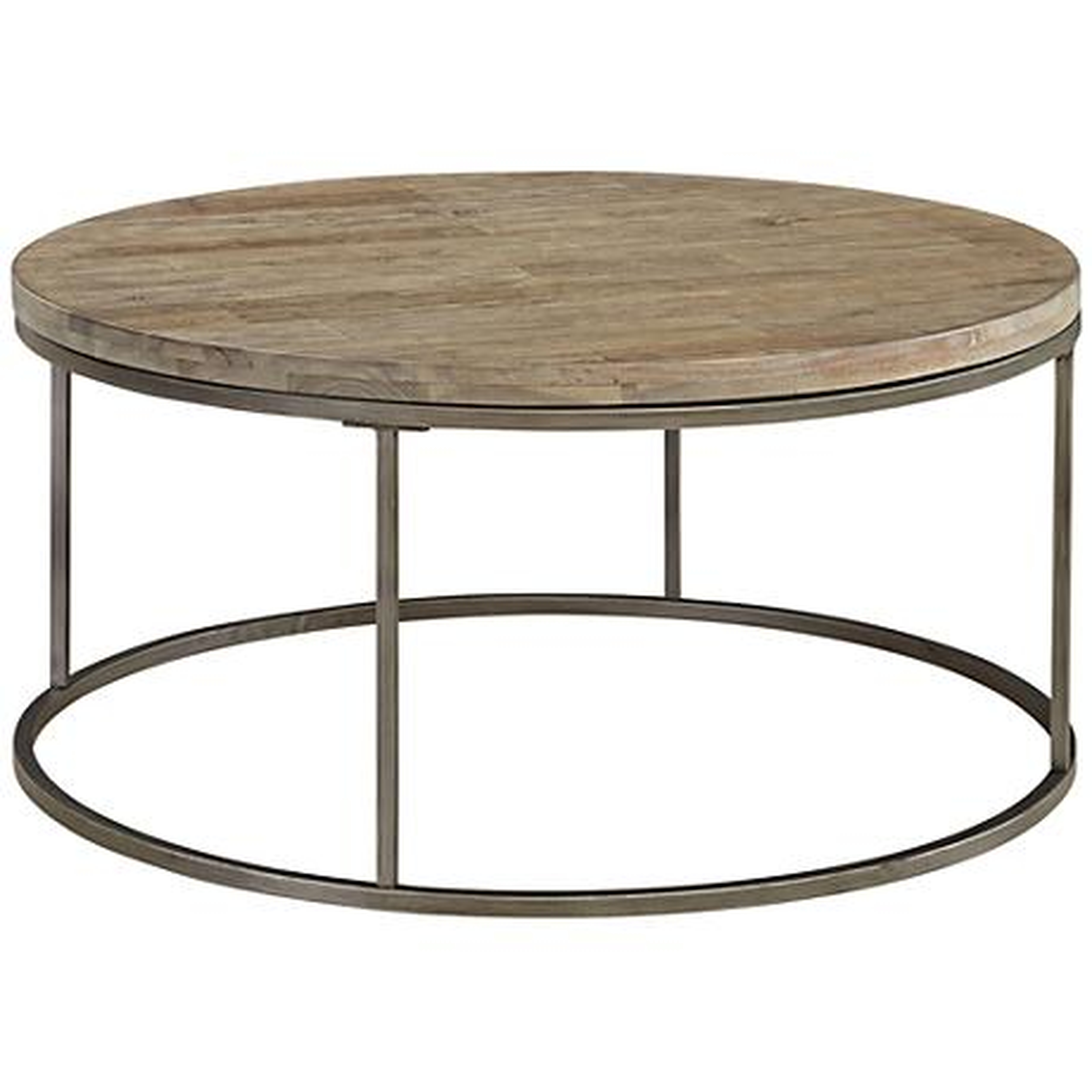 Alana Steel and Acacia Wood Top Round Coffee Table - Lamps Plus