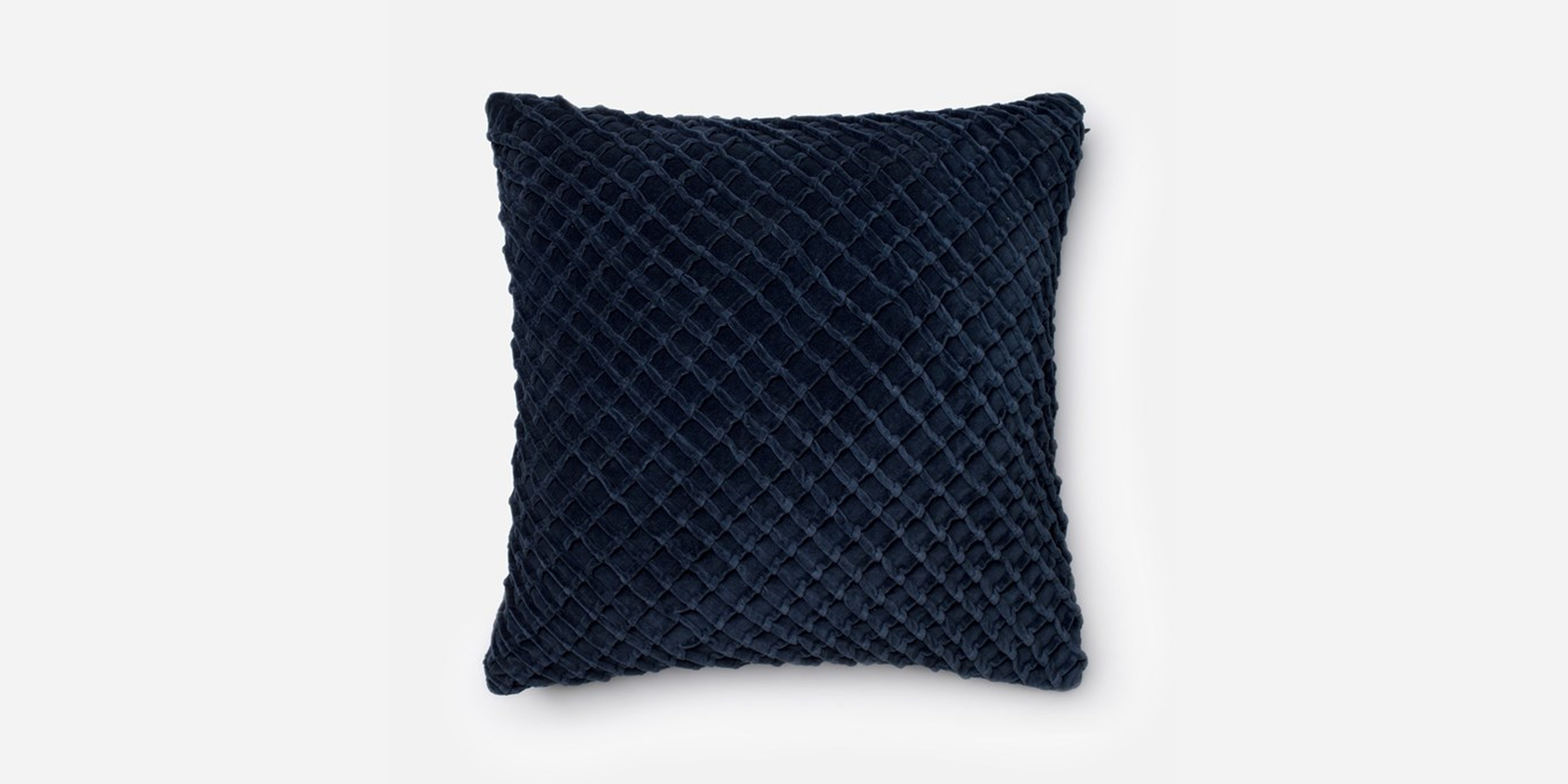 Luxury Velvet Throw Pillow, Navy, 22" x 22" - Loloi Rugs