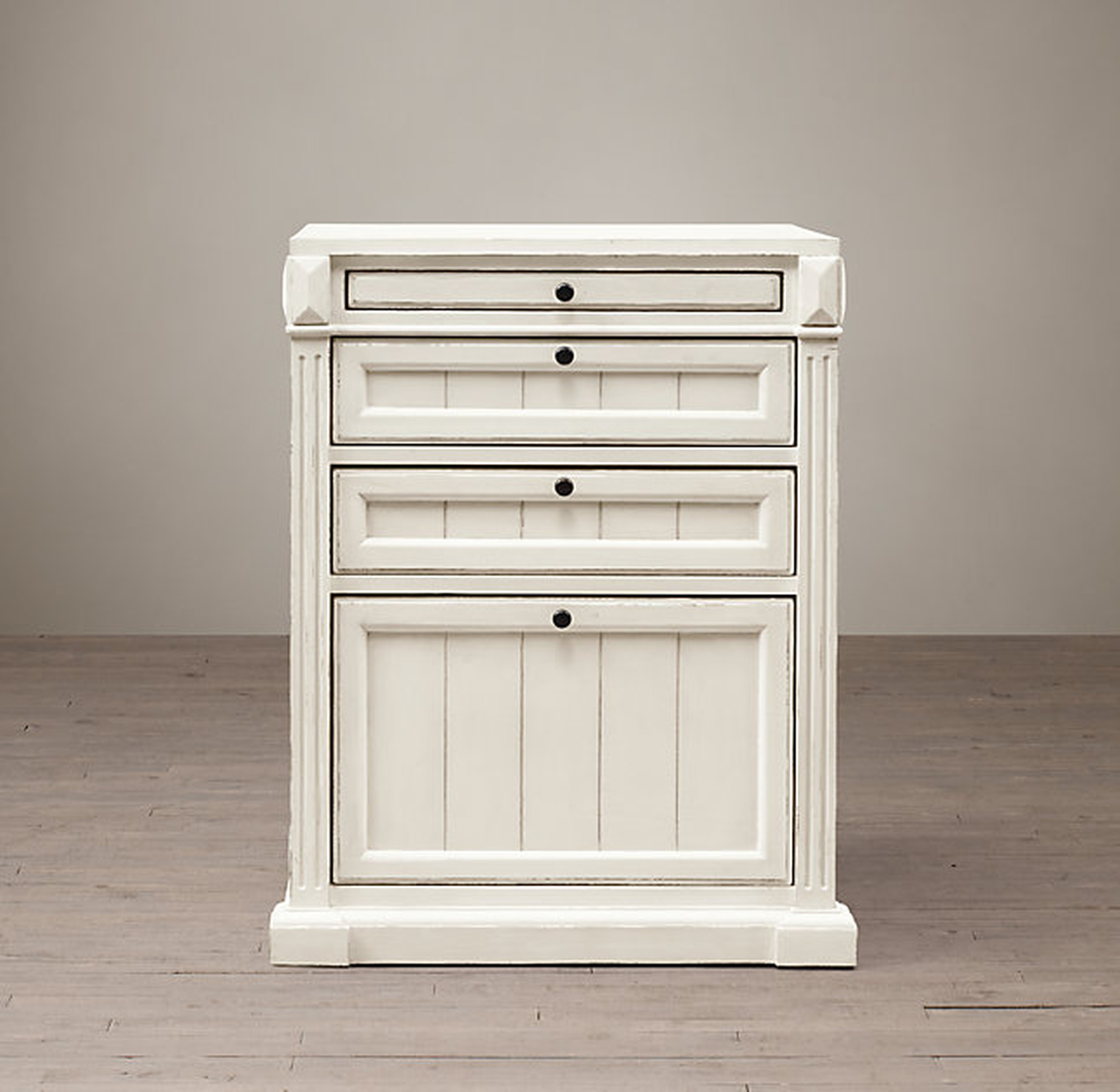 Library System 3-Drawer File Cabinet - Distressed White - RH