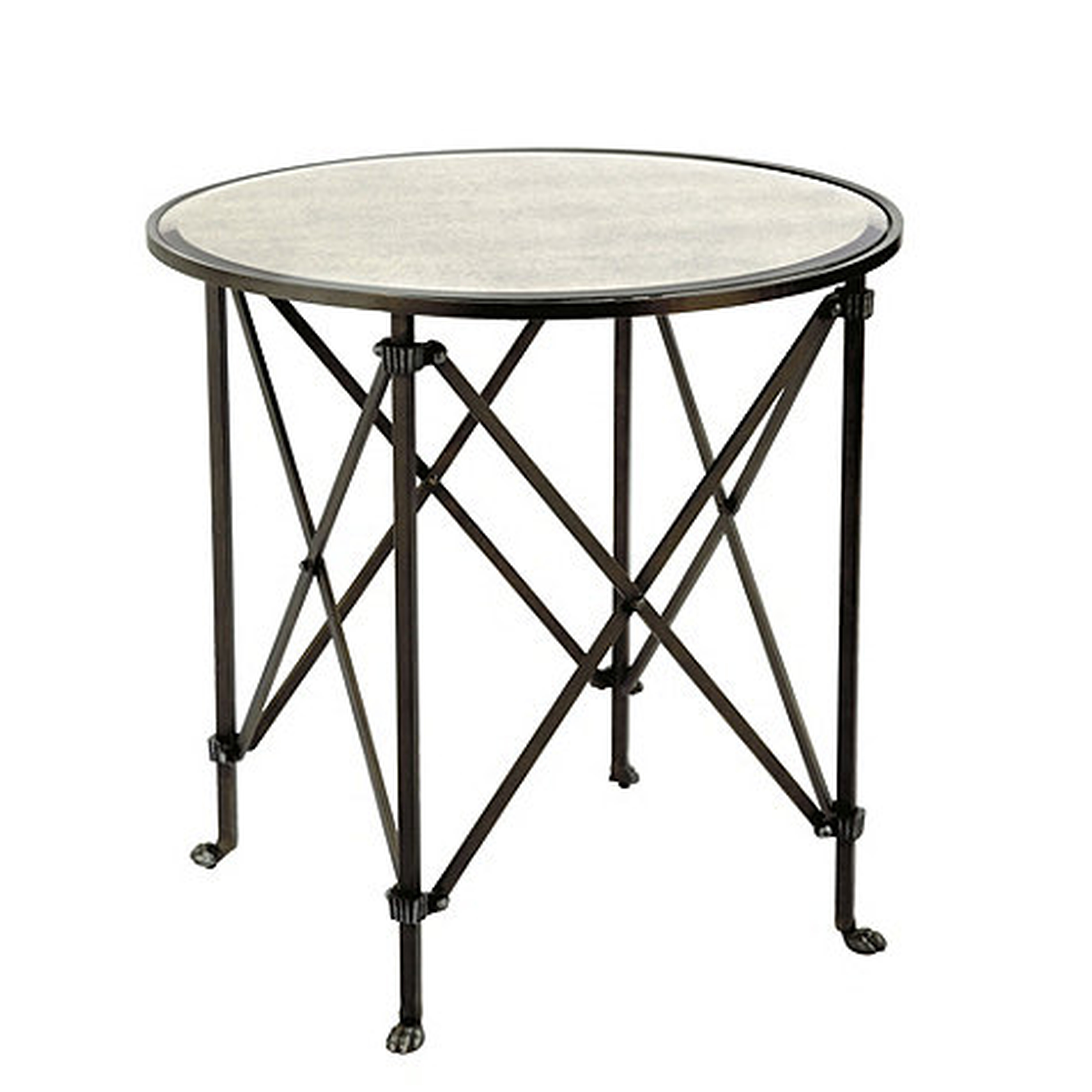 Olivia Round Mirrored Side Table - Oil Rubbed Bronze - Ballard Designs