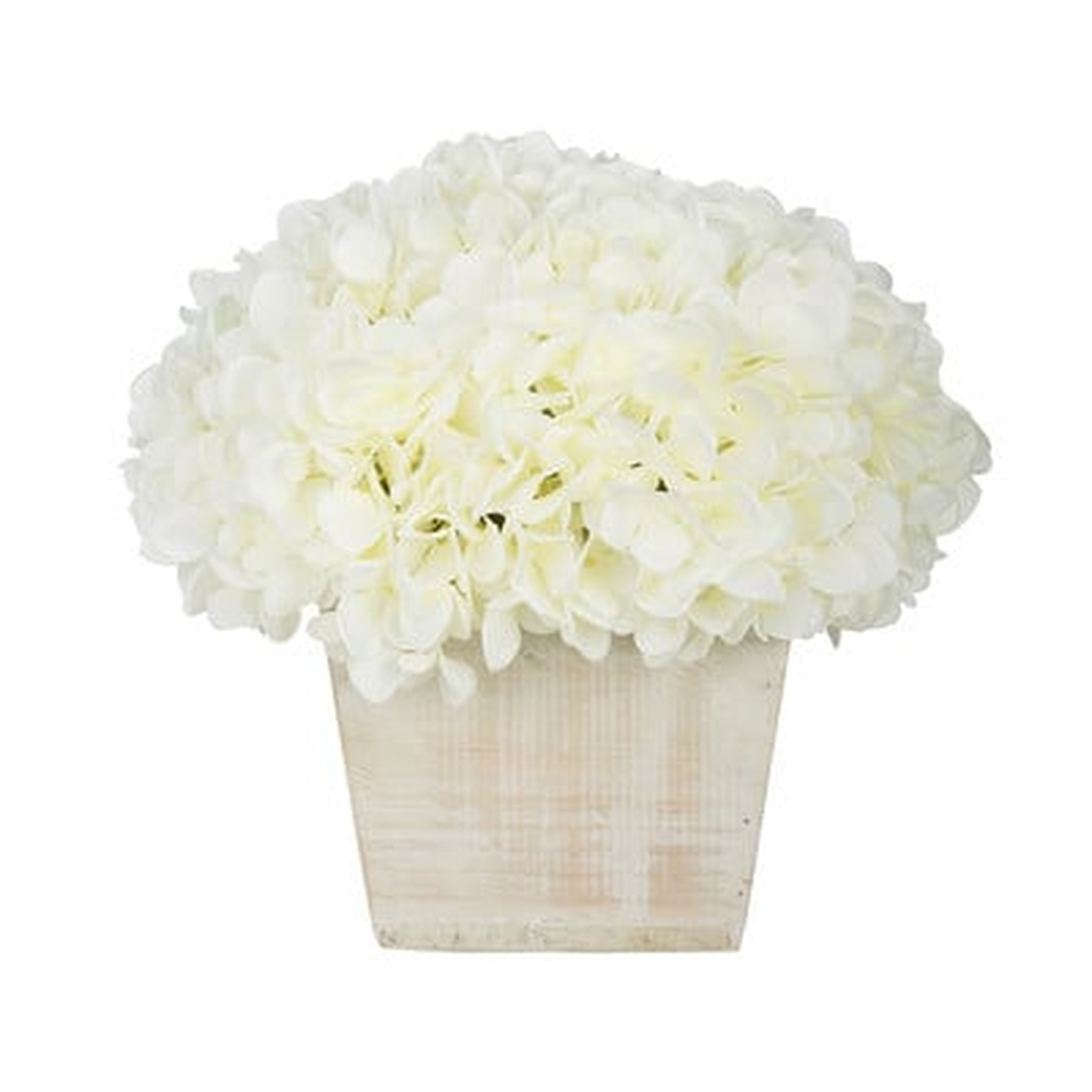 Artificial Hydrangea in White-Washed Wood Cube - Wayfair
