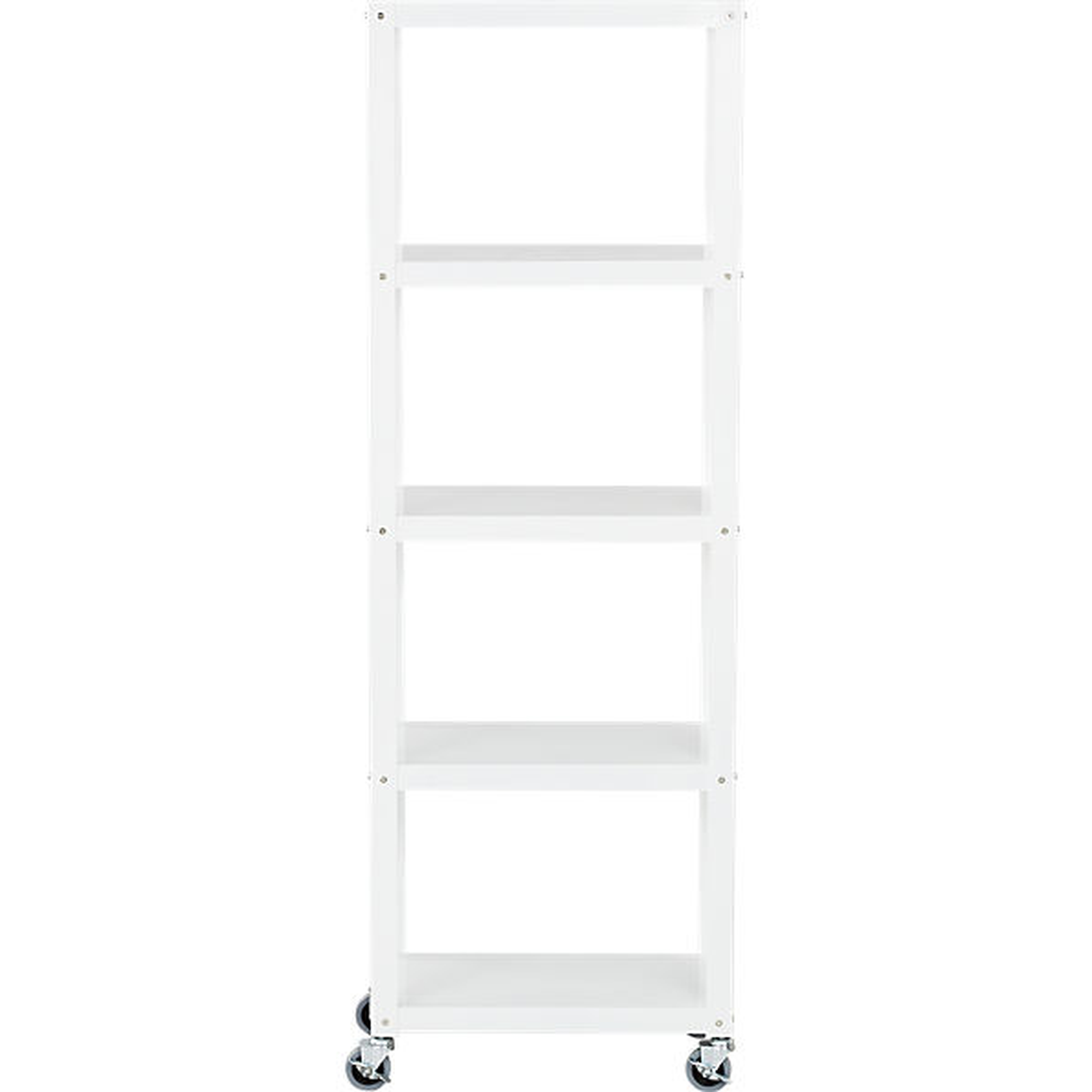 Go-cart white five-shelf rolling bookcase - CB2