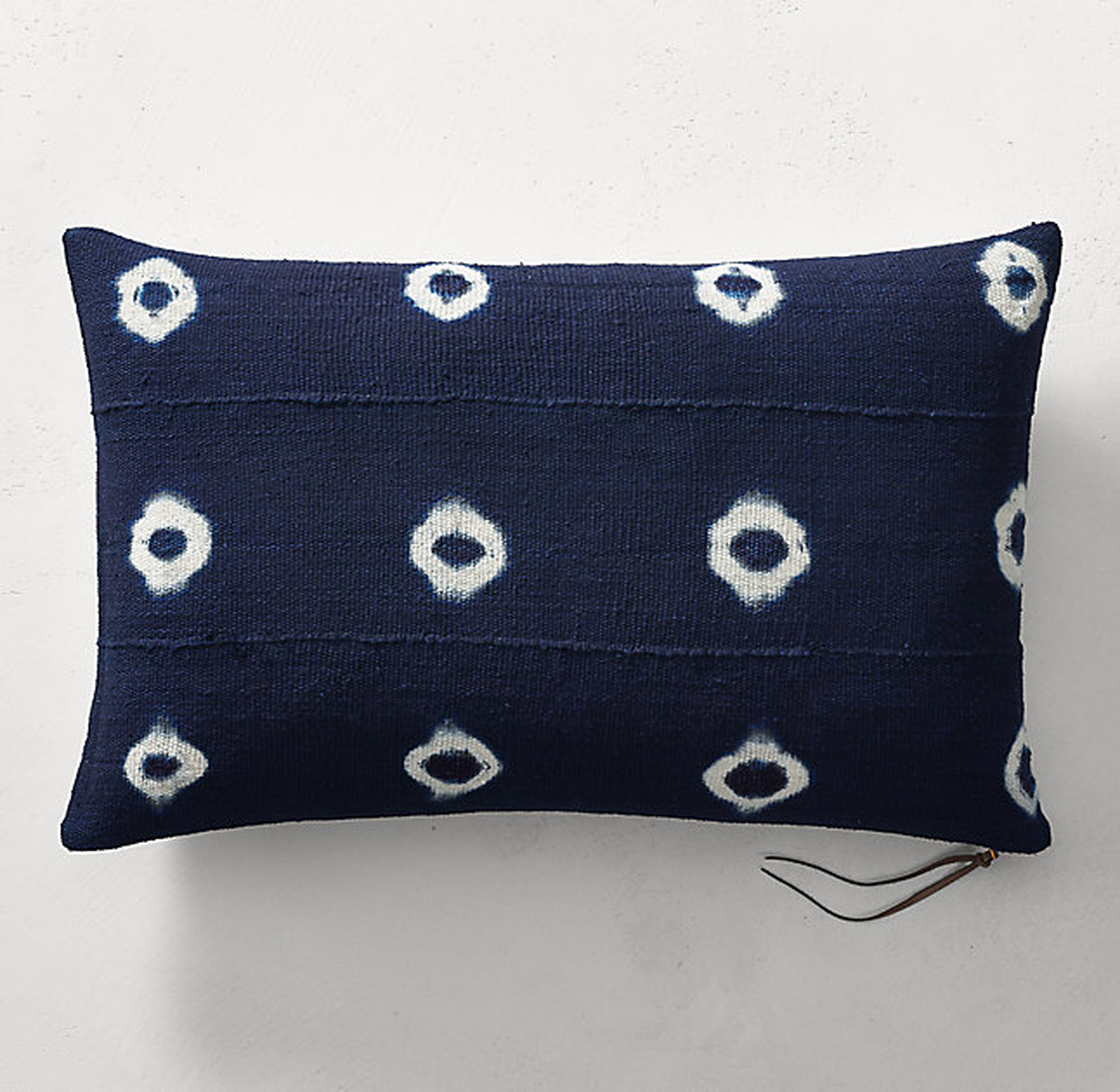 Handcrafted African Indigo Shibori Dot Pillow Cover - 13x21 Insert sold separately - RH
