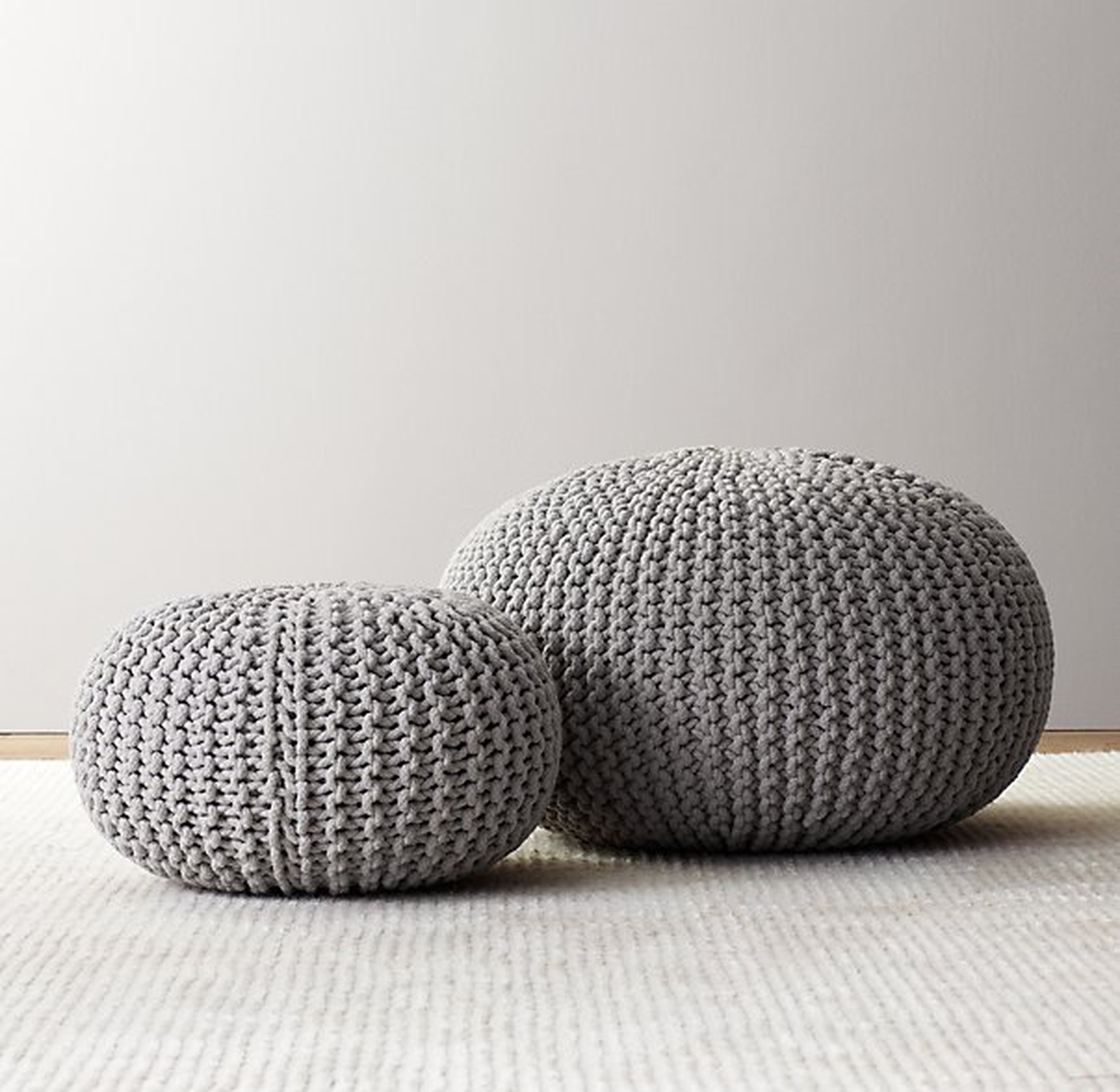 Knit cotton round pouf - Small - Dove - RH Baby & Child