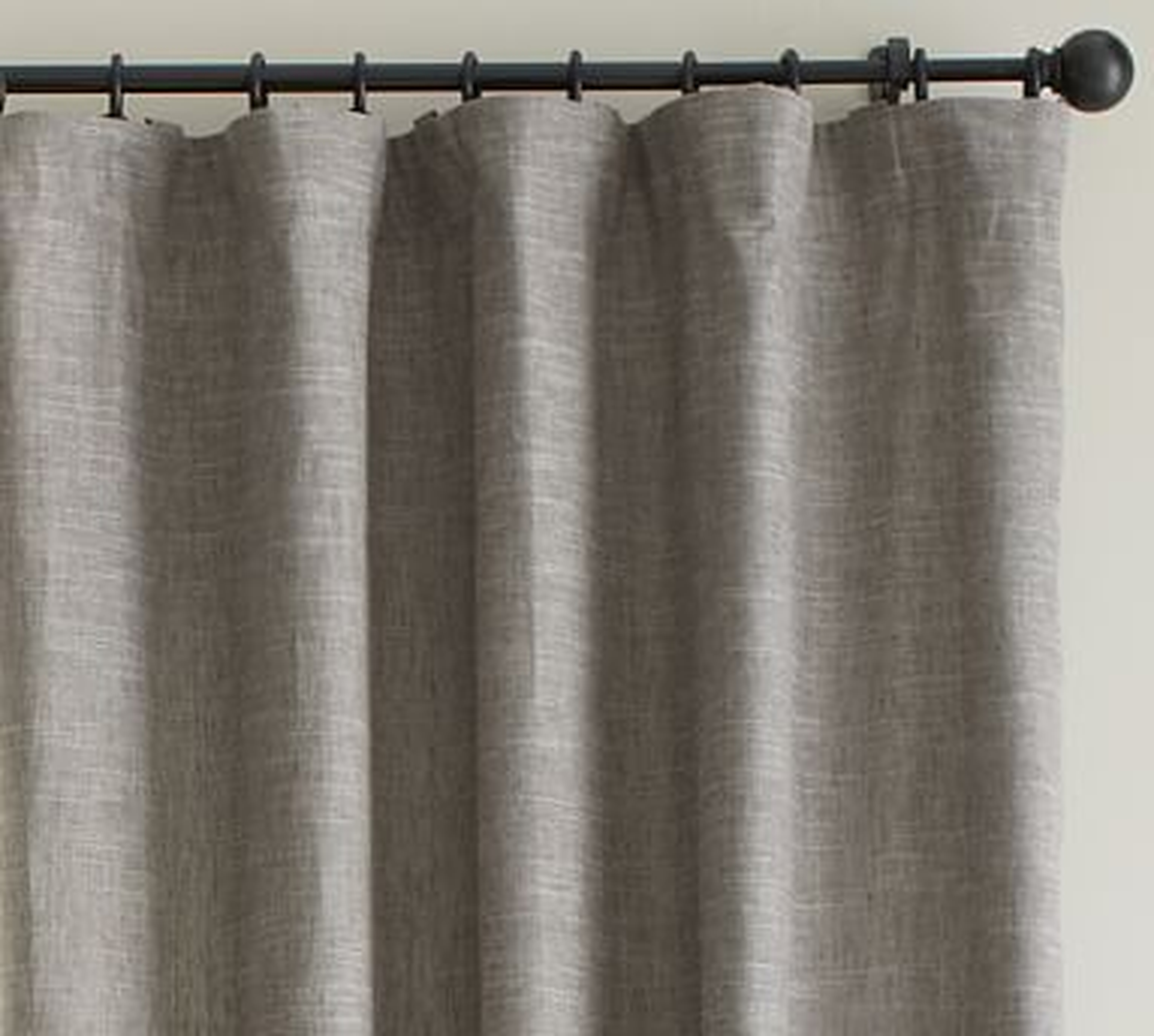 Emery Linen/Cotton Pole Pocket Blackout Drape, 50'' x 84", Single, Gray - Pottery Barn