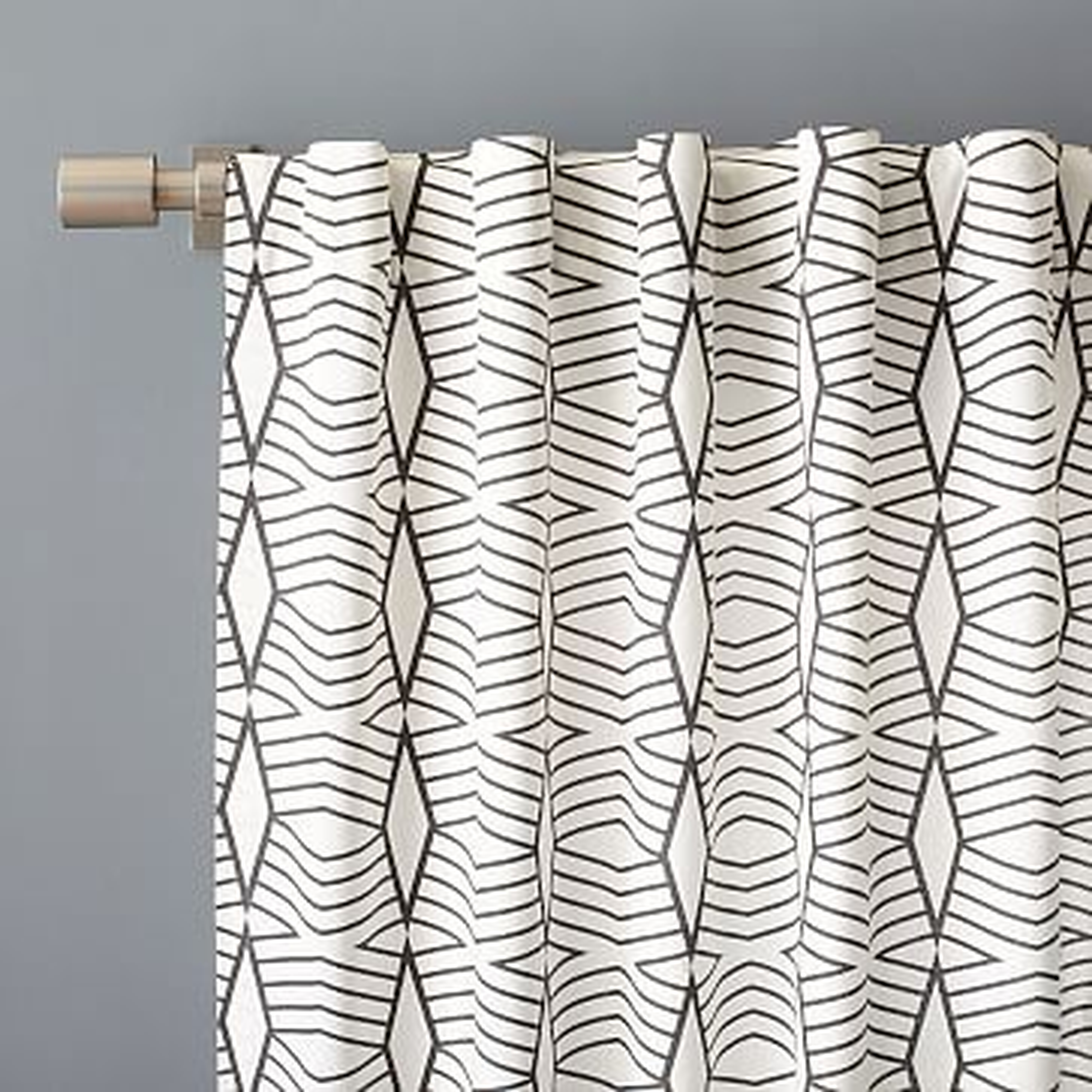 Cotton Canvas Diamond Stripe Curtain, Slate, 48"x96" - West Elm