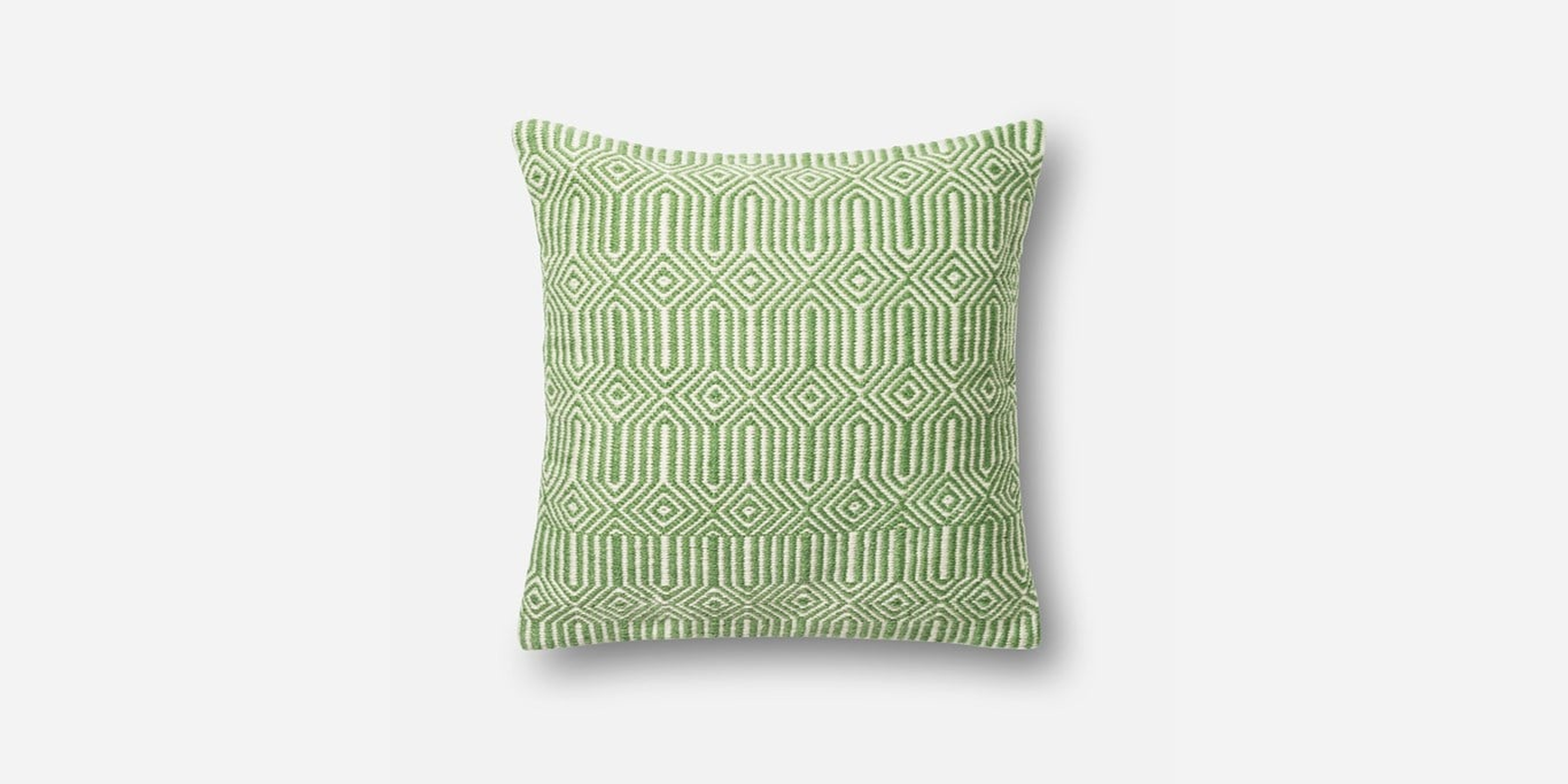 Loloi Pillows Green / Ivory 22" x 22" Cover w/Poly - Loloi Rugs