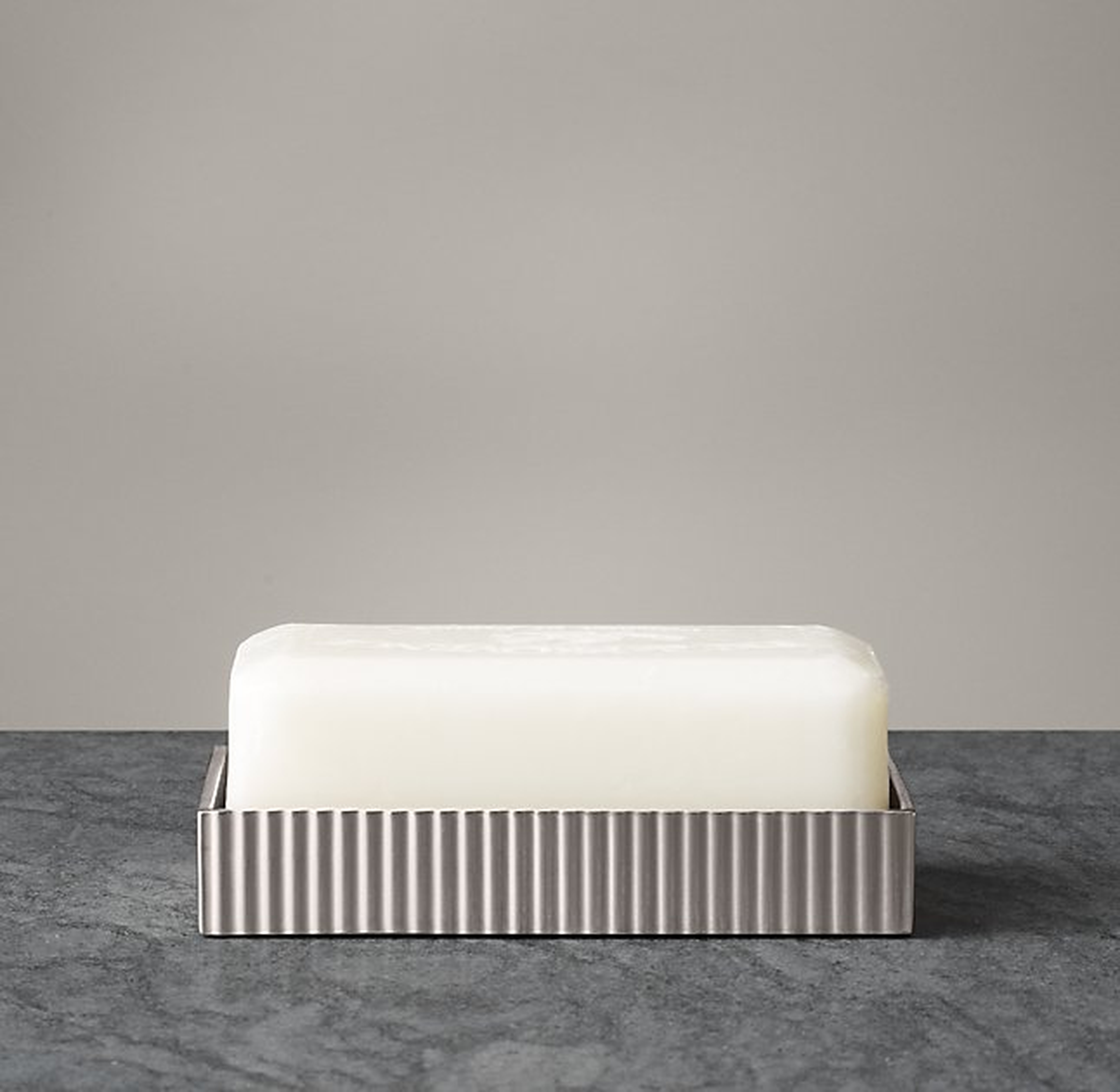 RIBBED METAL SOAP DISH - Aged Brass - RH