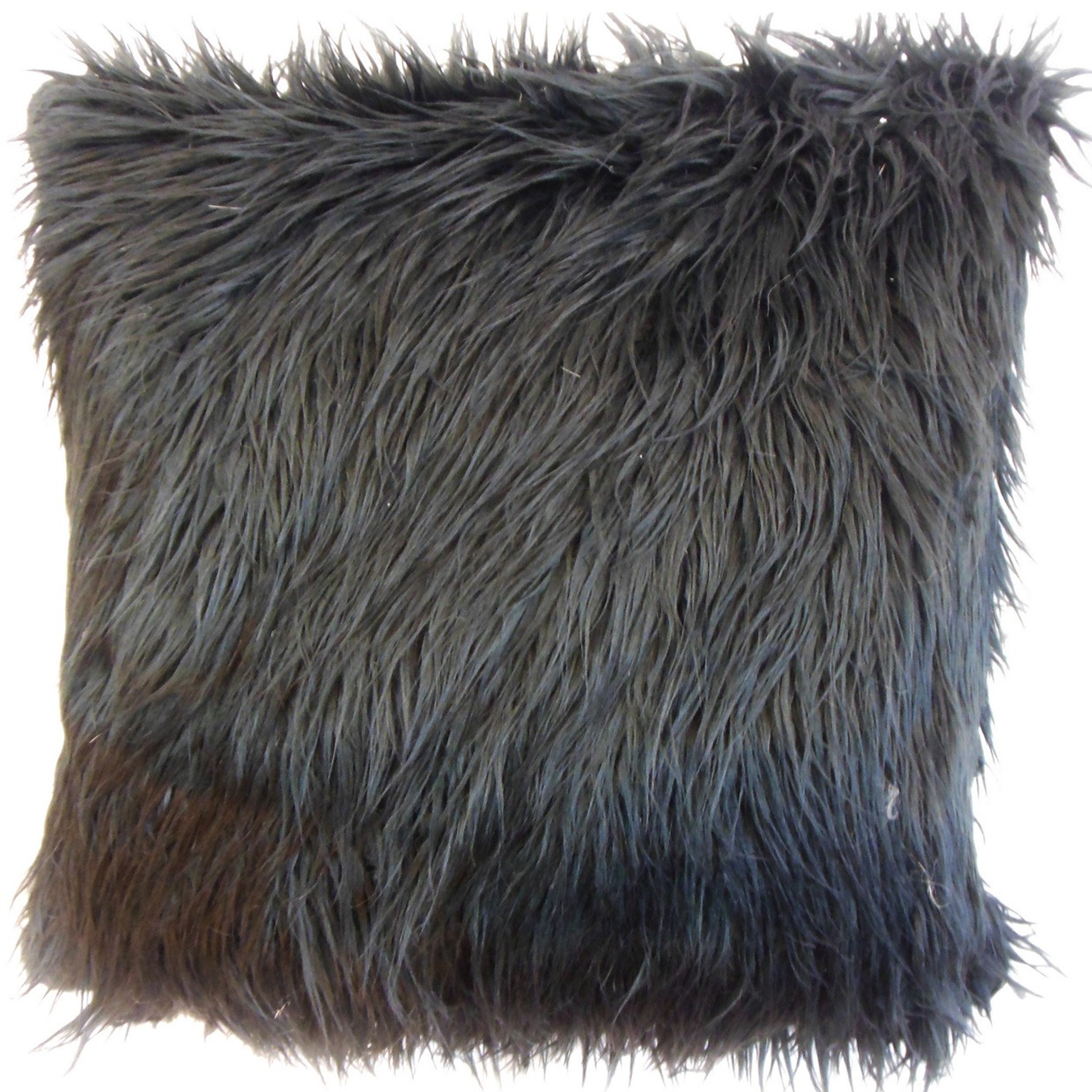 Valeska Faux Fur Pillow Black - 12" x 18" - Down Insert - Linen & Seam