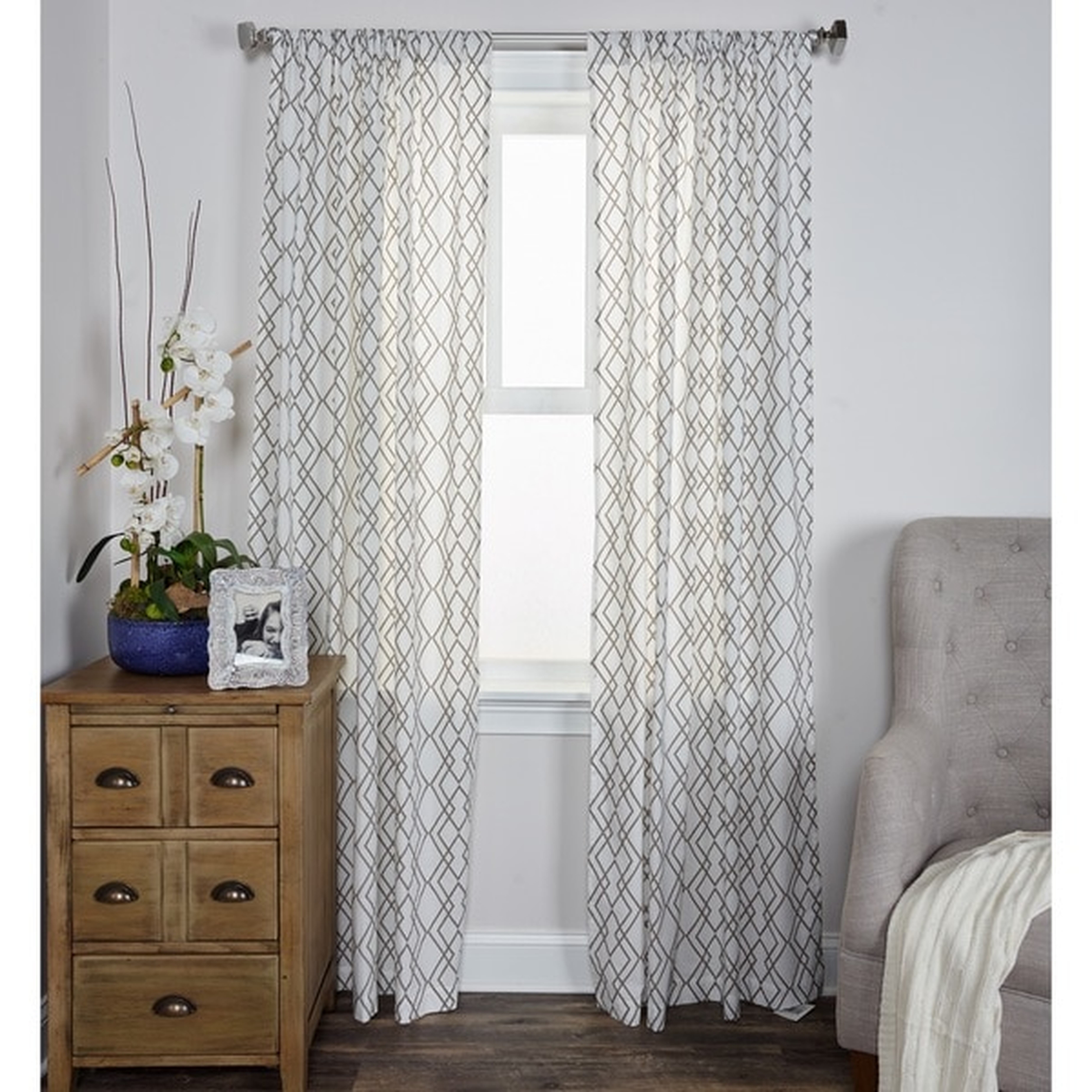 Geometric Pattern Cotton Curtain Panel - 42"W x 96"L - Overstock