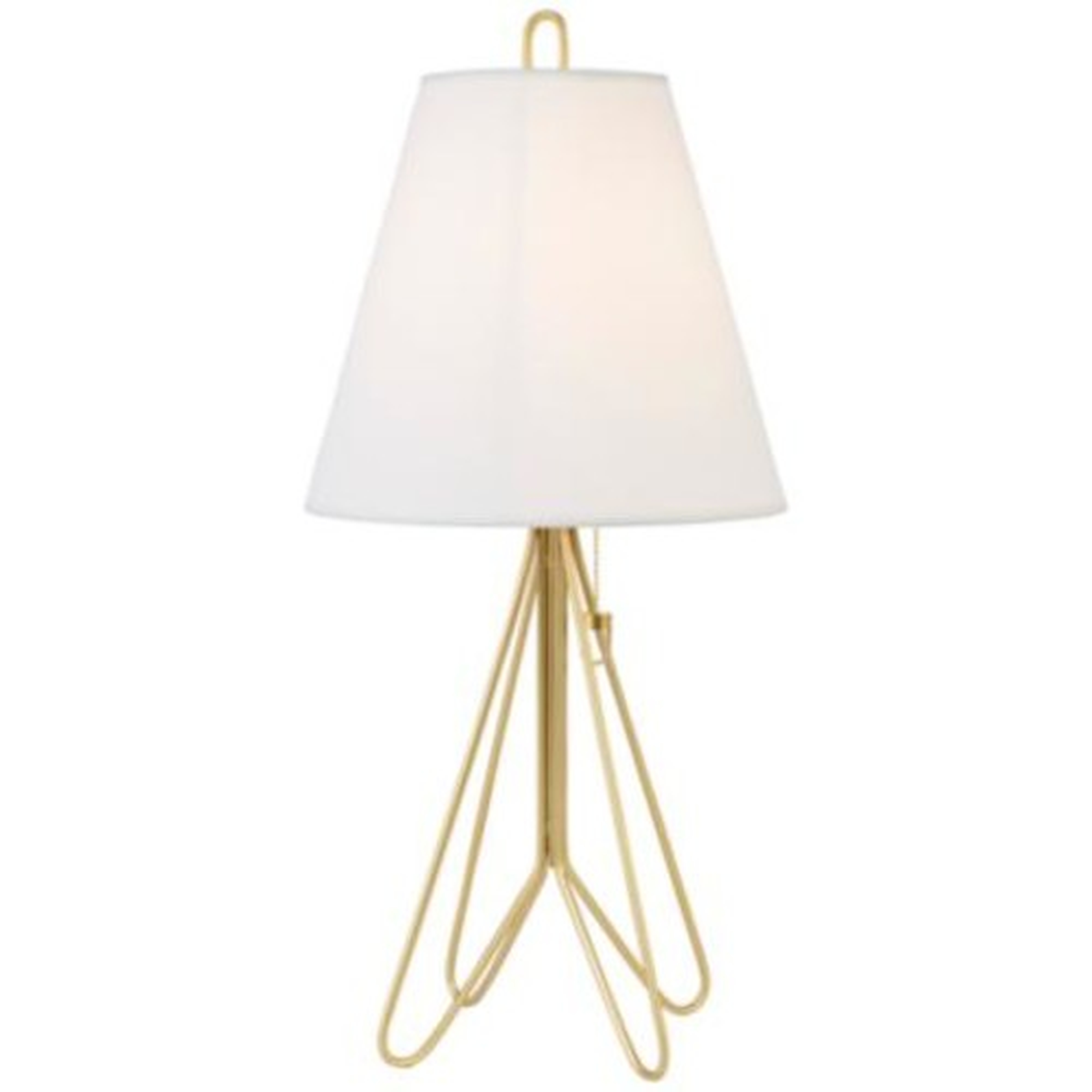 Lights Up! Flight Gold Table Lamp with White Linen Shade - Lamps Plus