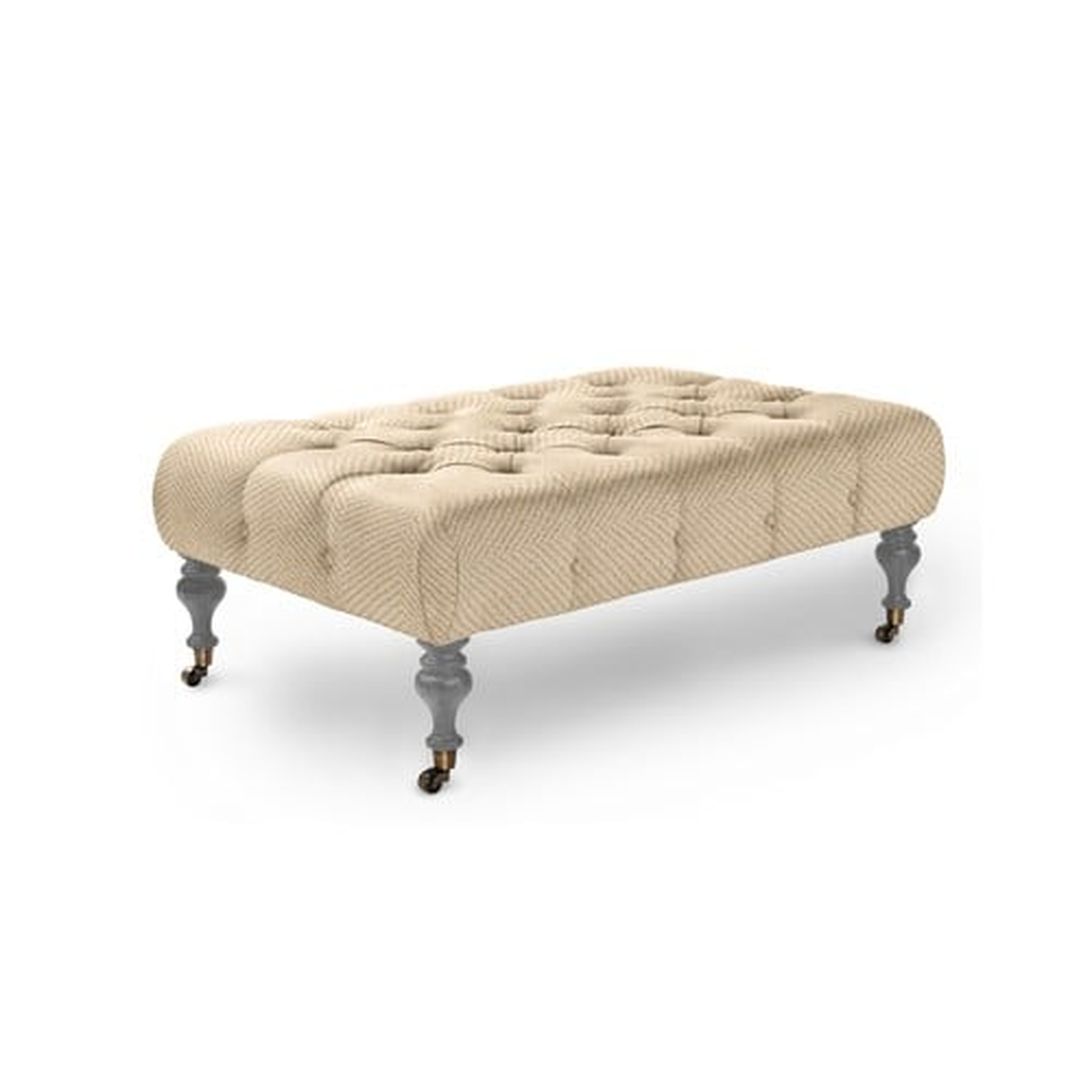 Essex Ottoman [fabric : Straw Herringbone Blend] - Serena and Lily