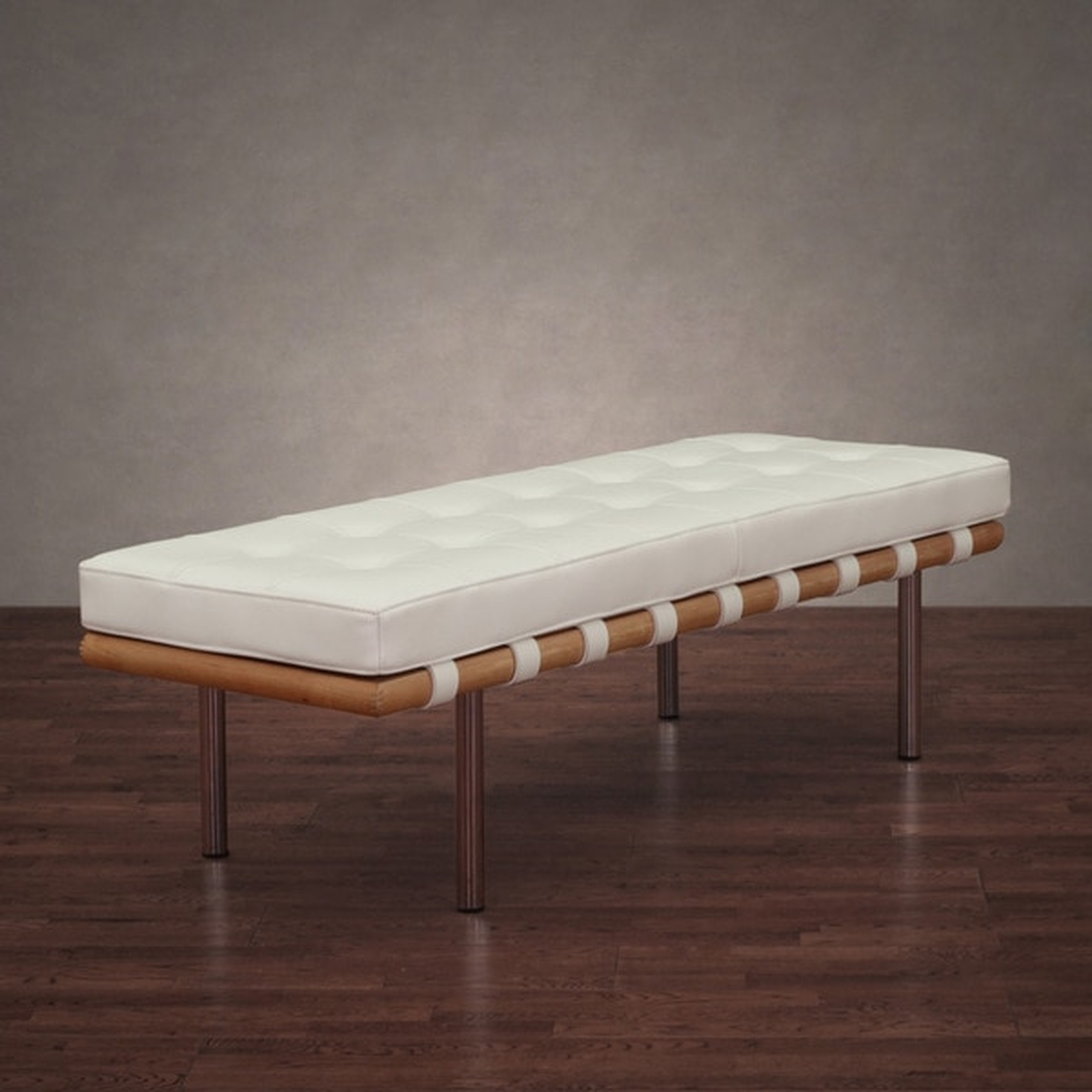 Andalucia 50-inch Modern White Leather Bench - Overstock