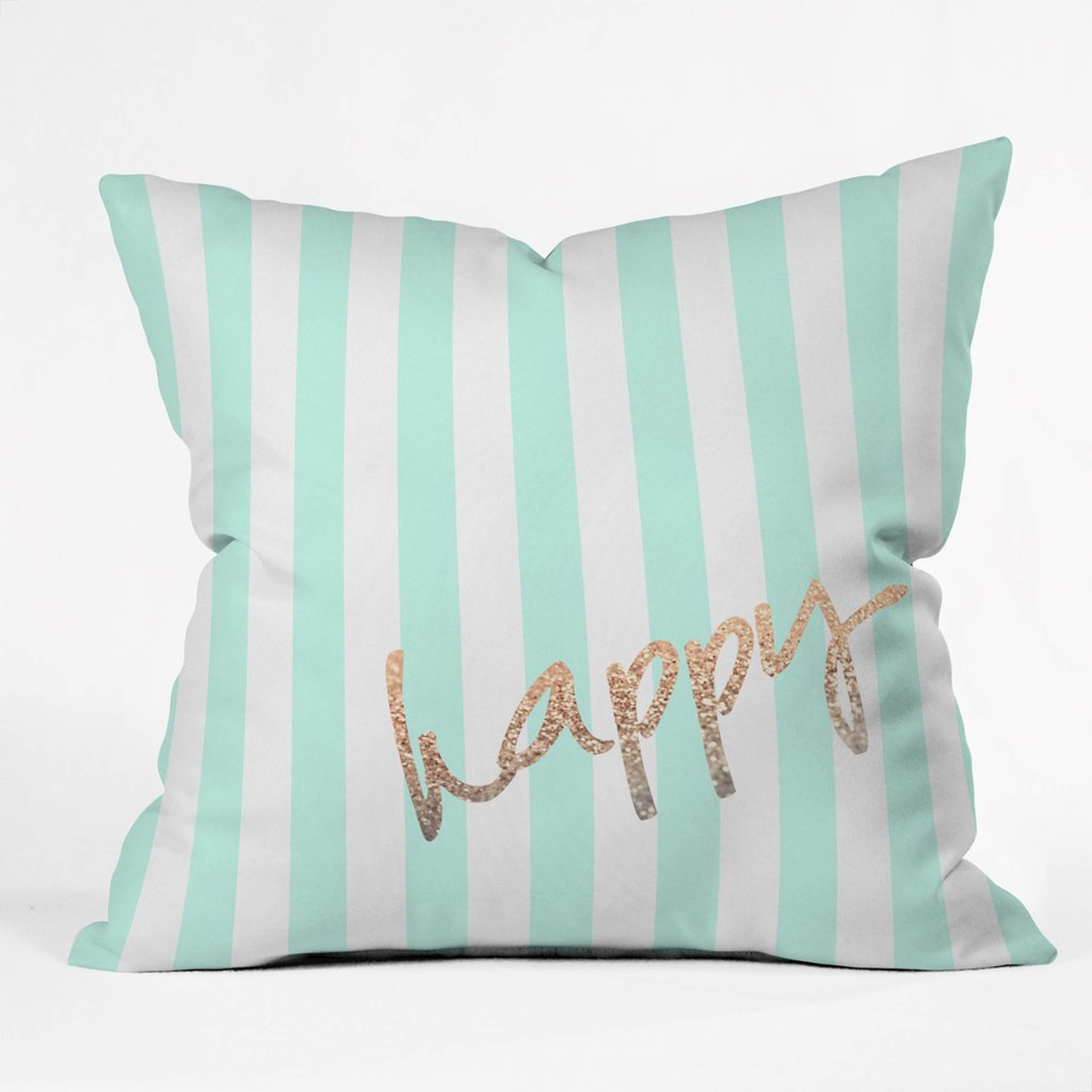 Pretty Happy Mint Throw Pillow,18"Sq-Polyester fill insert - Wander Print Co.