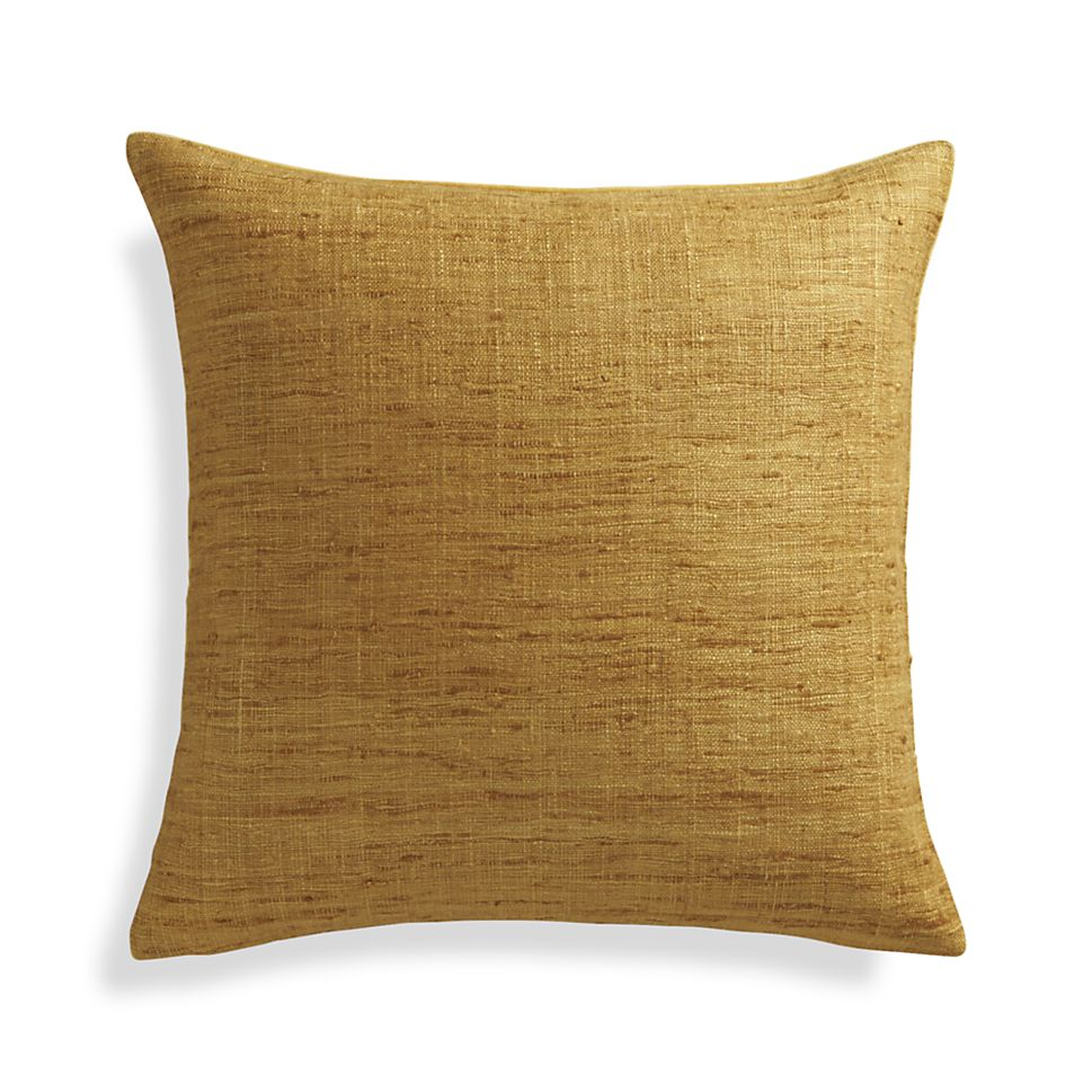 Yellow 20"x20" Cotton Sari Silk Throw Pillow with Down-Alternative Insert - Crate and Barrel