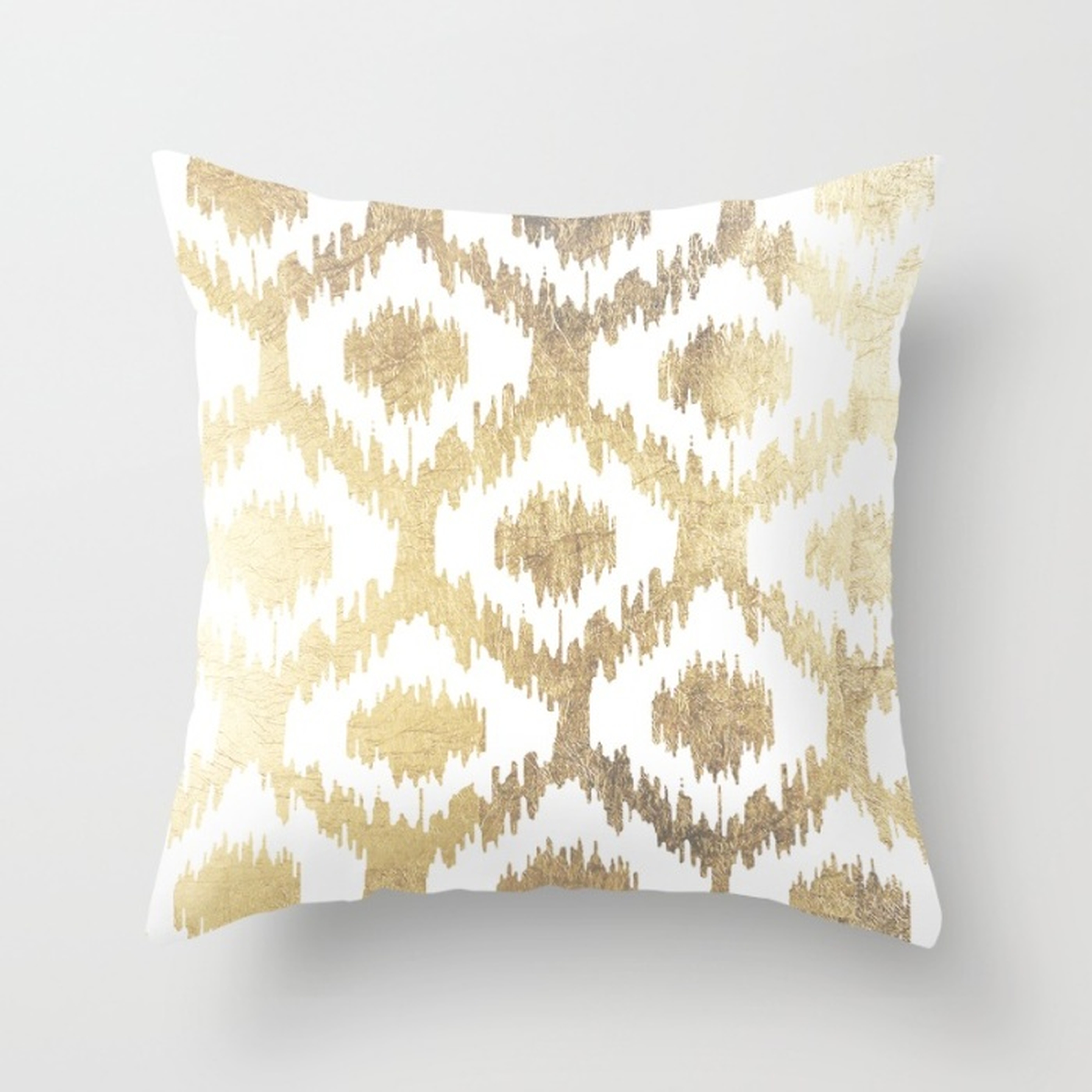 Modern white hand drawn ikat pattern faux gold pillow - With Insert - Society6