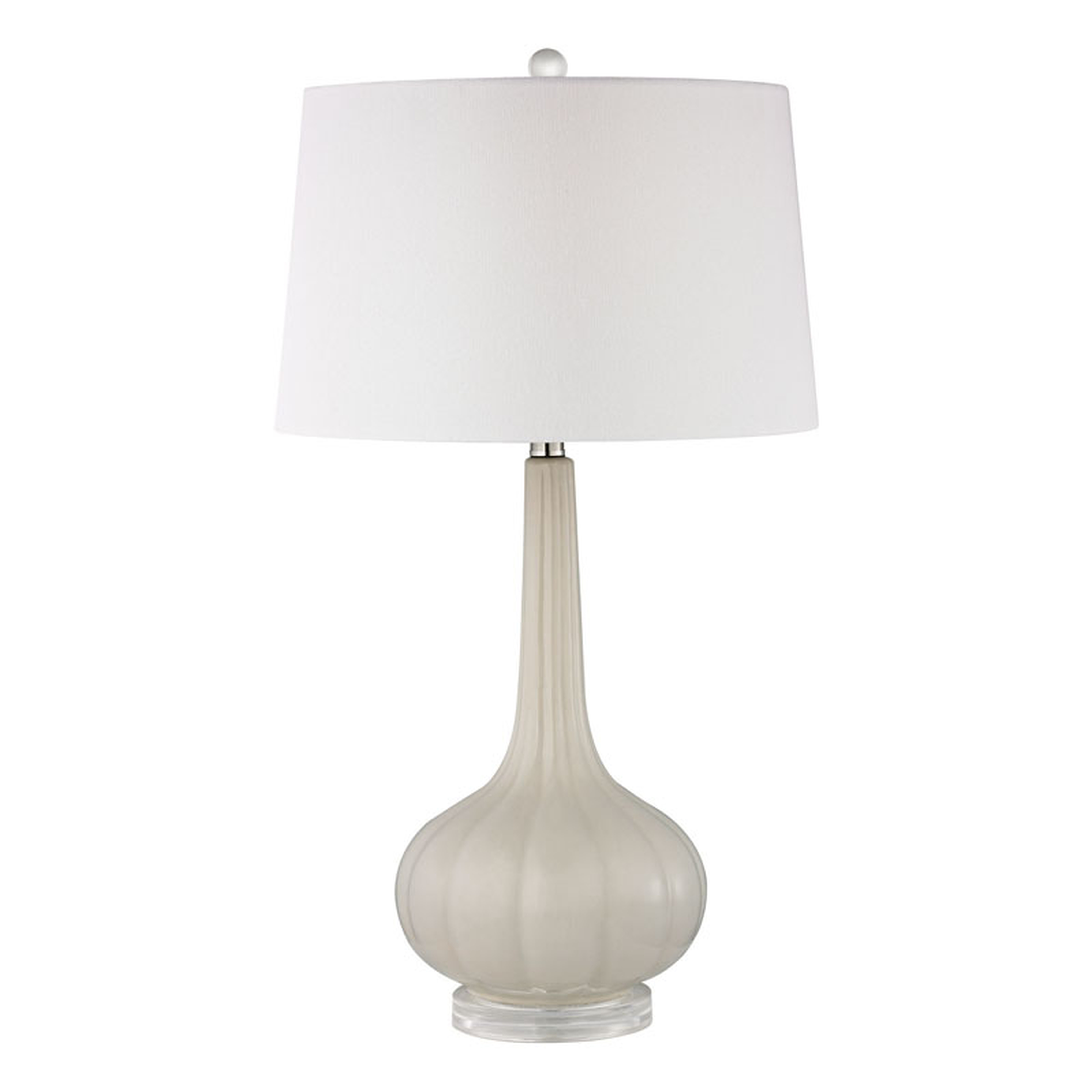 OFF WHITE FLUTED CERAMIC TABLE LAMP ON ACRYLIC BASE - Elk Home