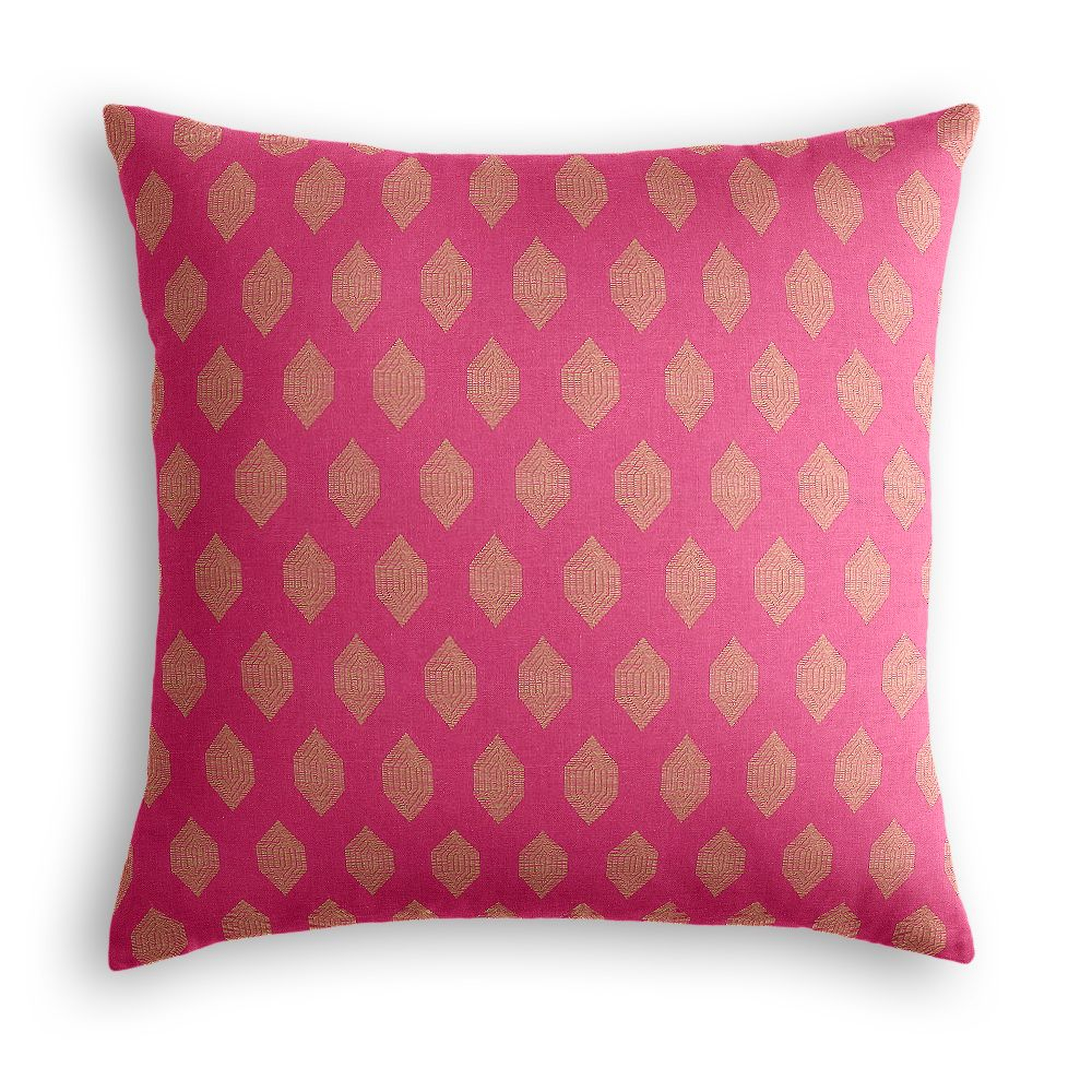 Pink & orange diamond throw pillow - 20" Sq. - Down insert - Loom Decor