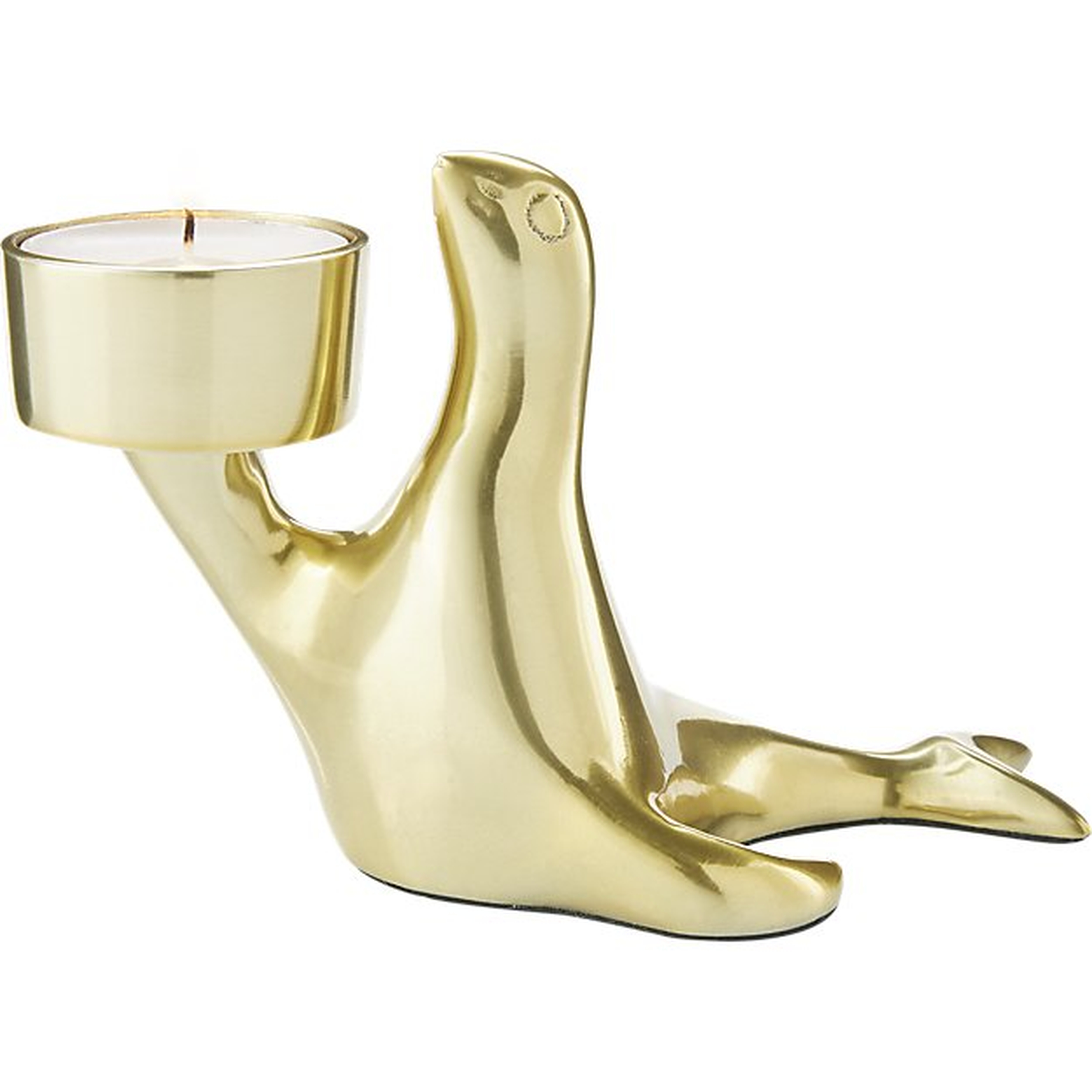 Henry seal brass tea light candle holder - CB2