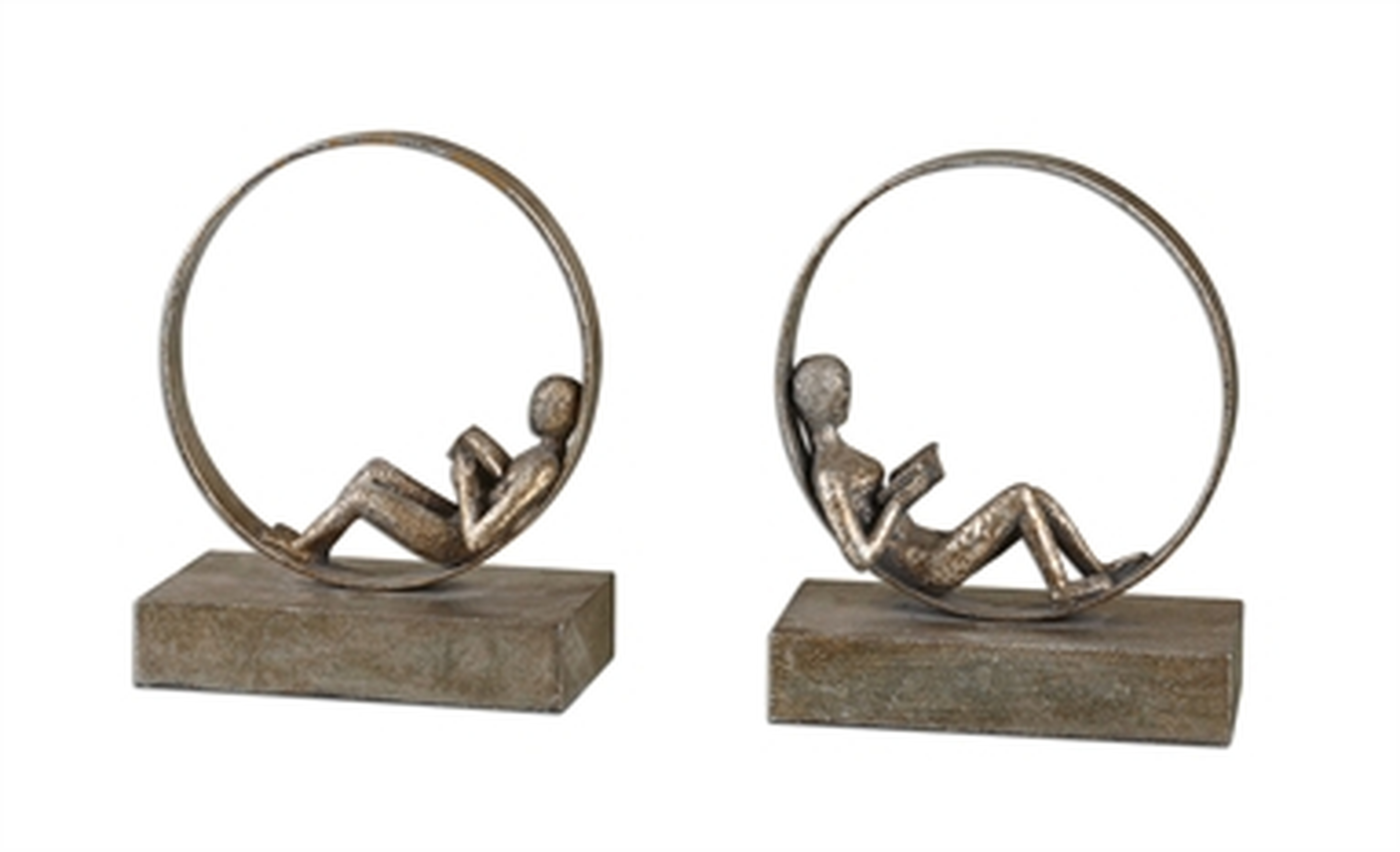 Lounging Reader, Bookends, S/2 - Hudsonhill Foundry