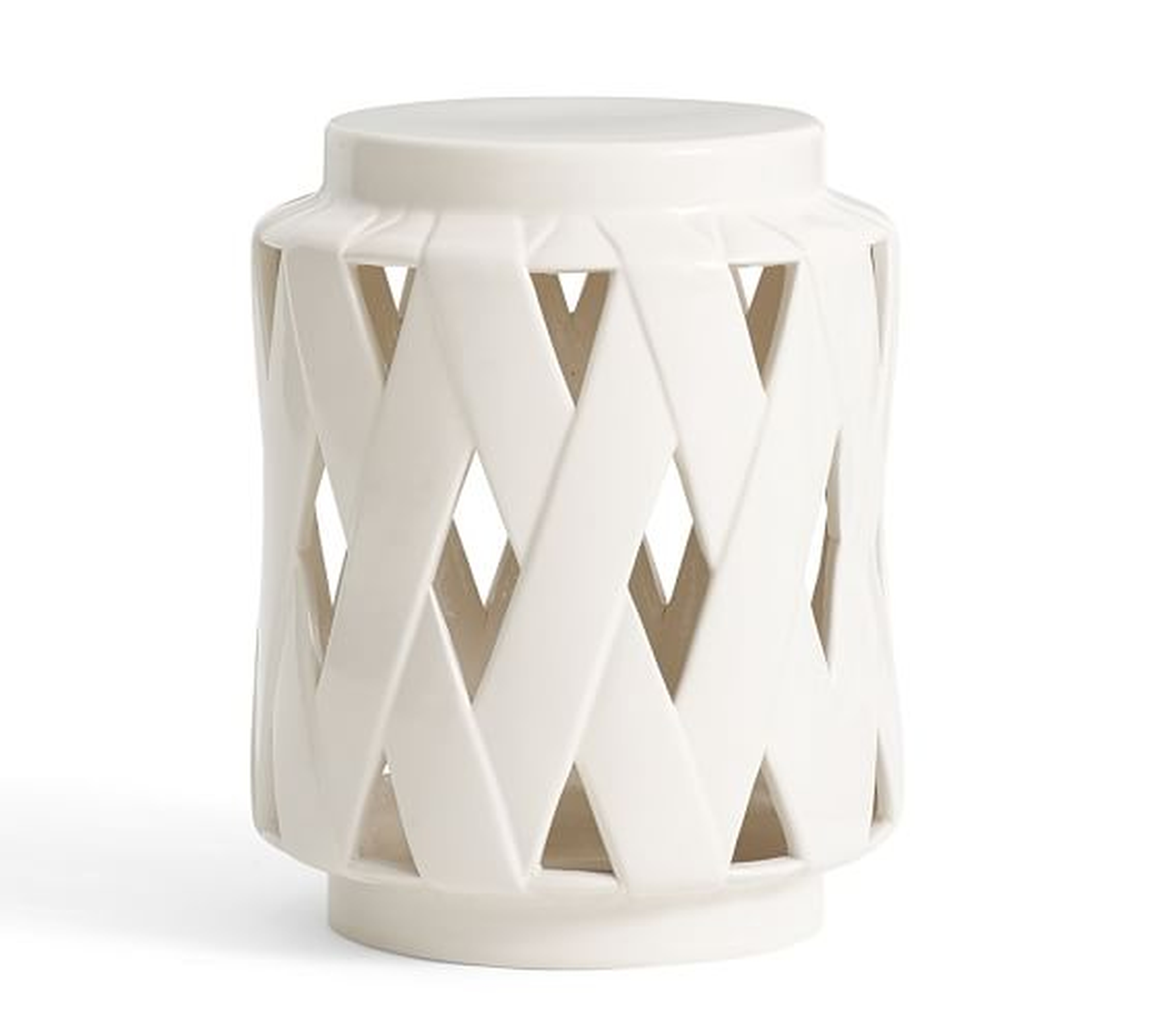 Lattice Ceramic Accent Table - White - Pottery Barn