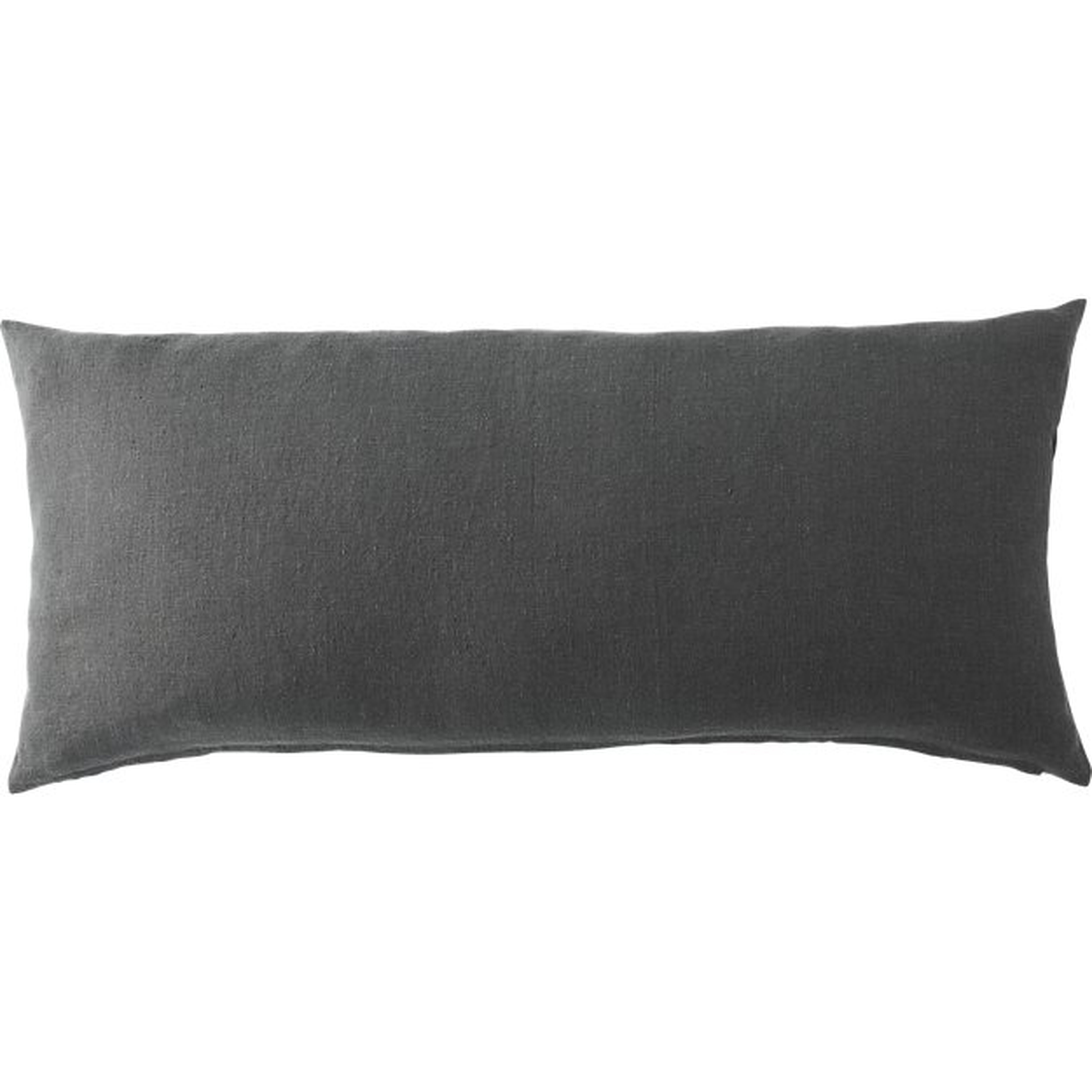 linon dark grey 36"x16" pillow with feather-down insert - CB2