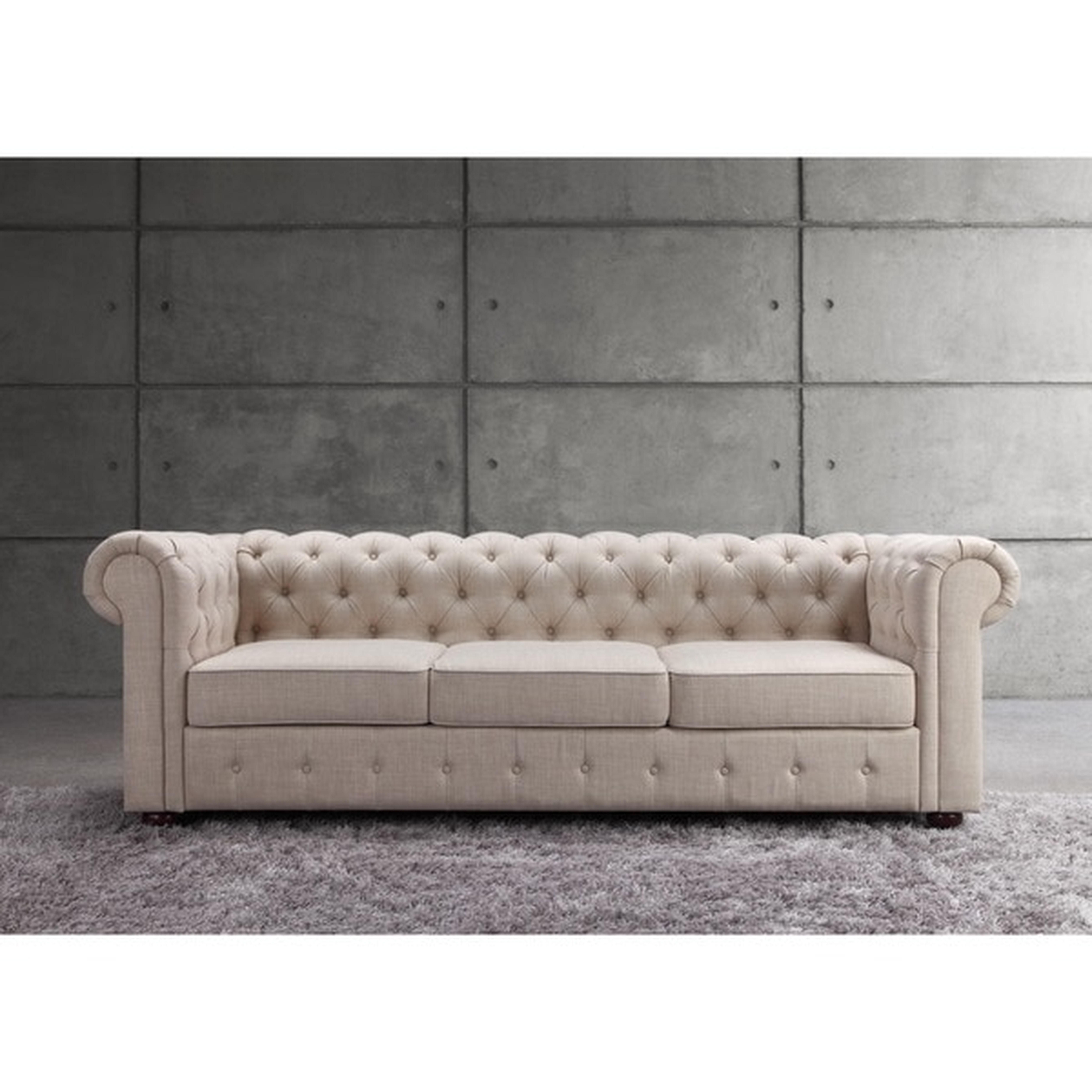 Moser Bay Furniture Garcia Beige Chesterfield Rolled Arm Sofa - Overstock