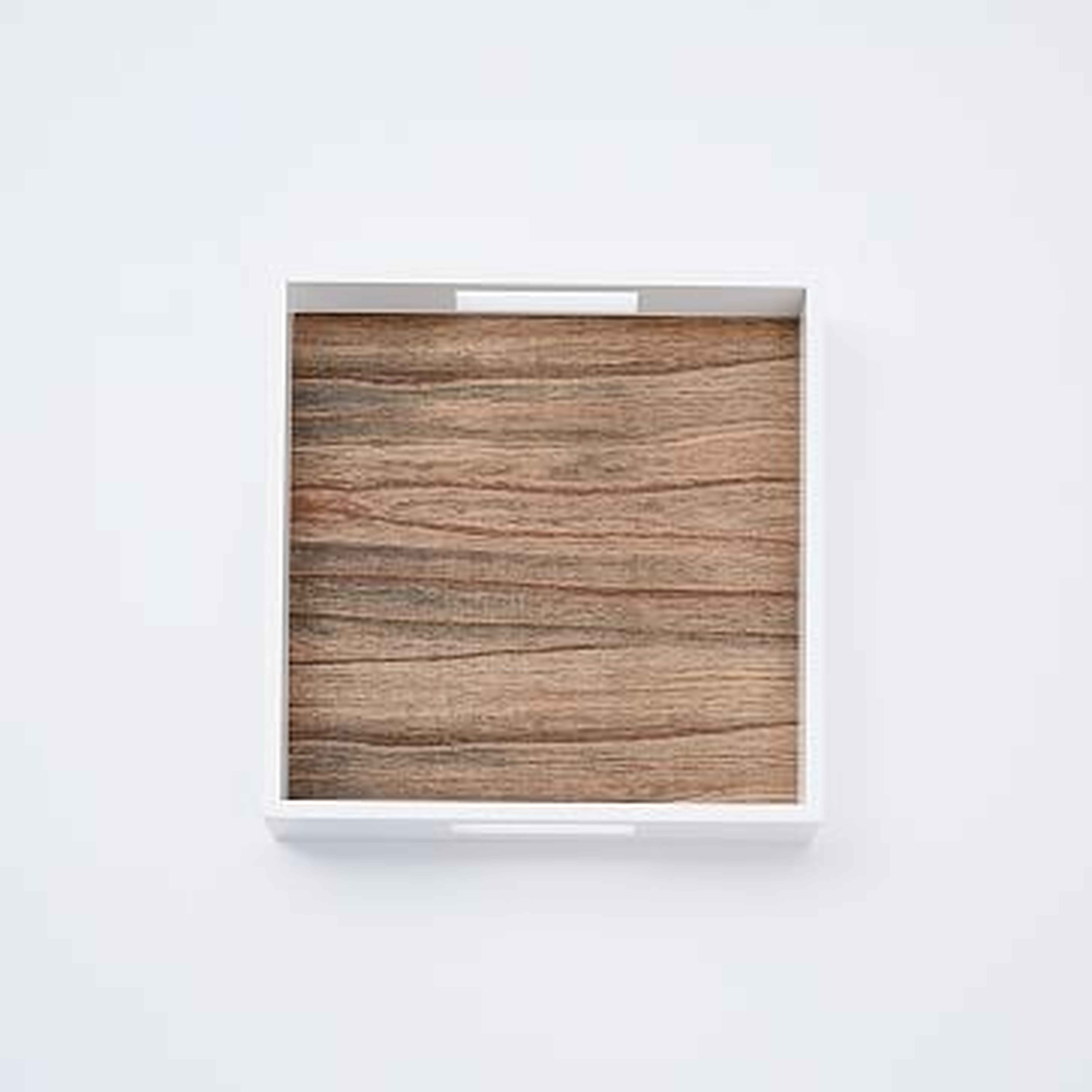 Reclaimed Wood Lacquer Tray, White/Wood, 12"x12" - West Elm