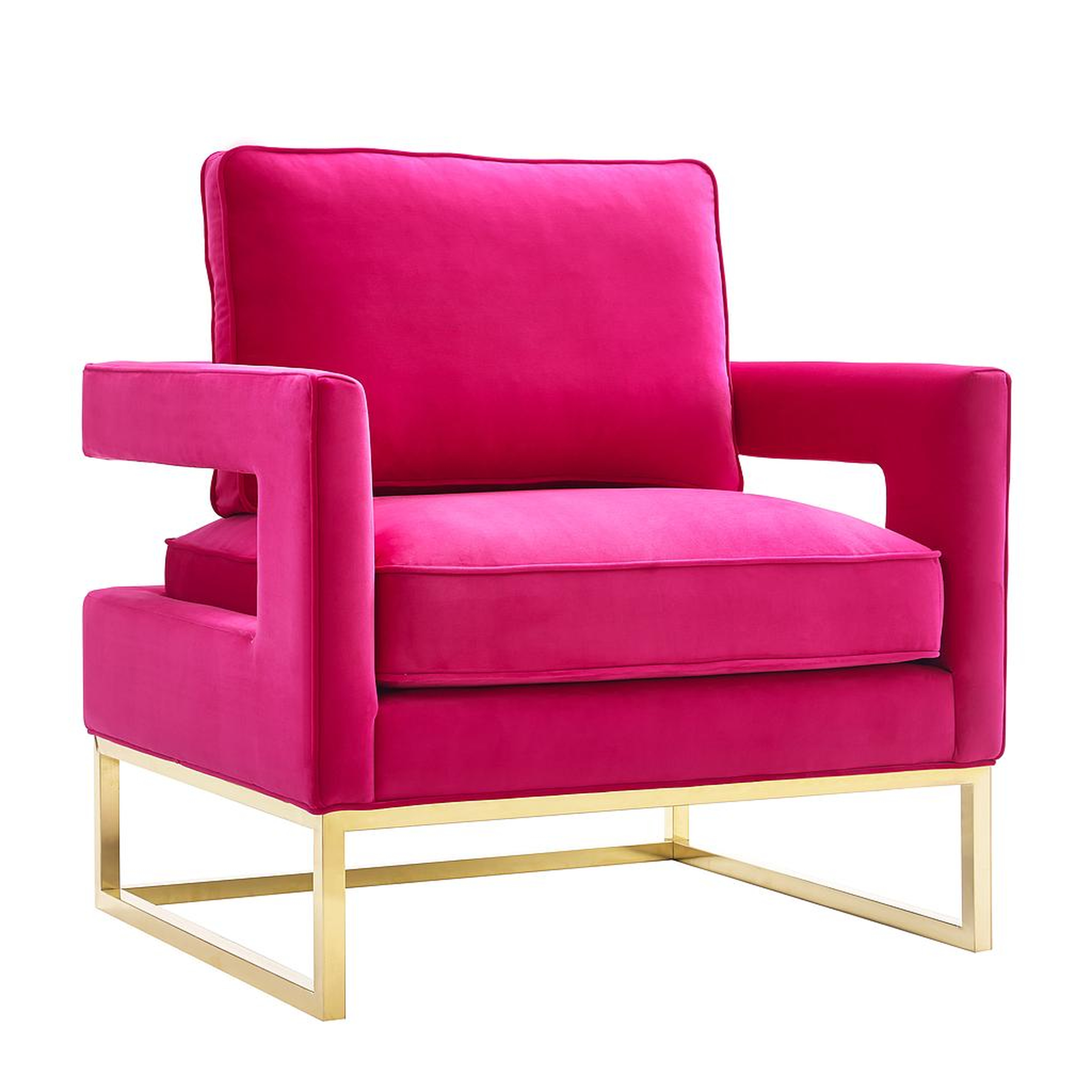 Avery Pink Velvet Chair With Polished Gold Base - Maren Home