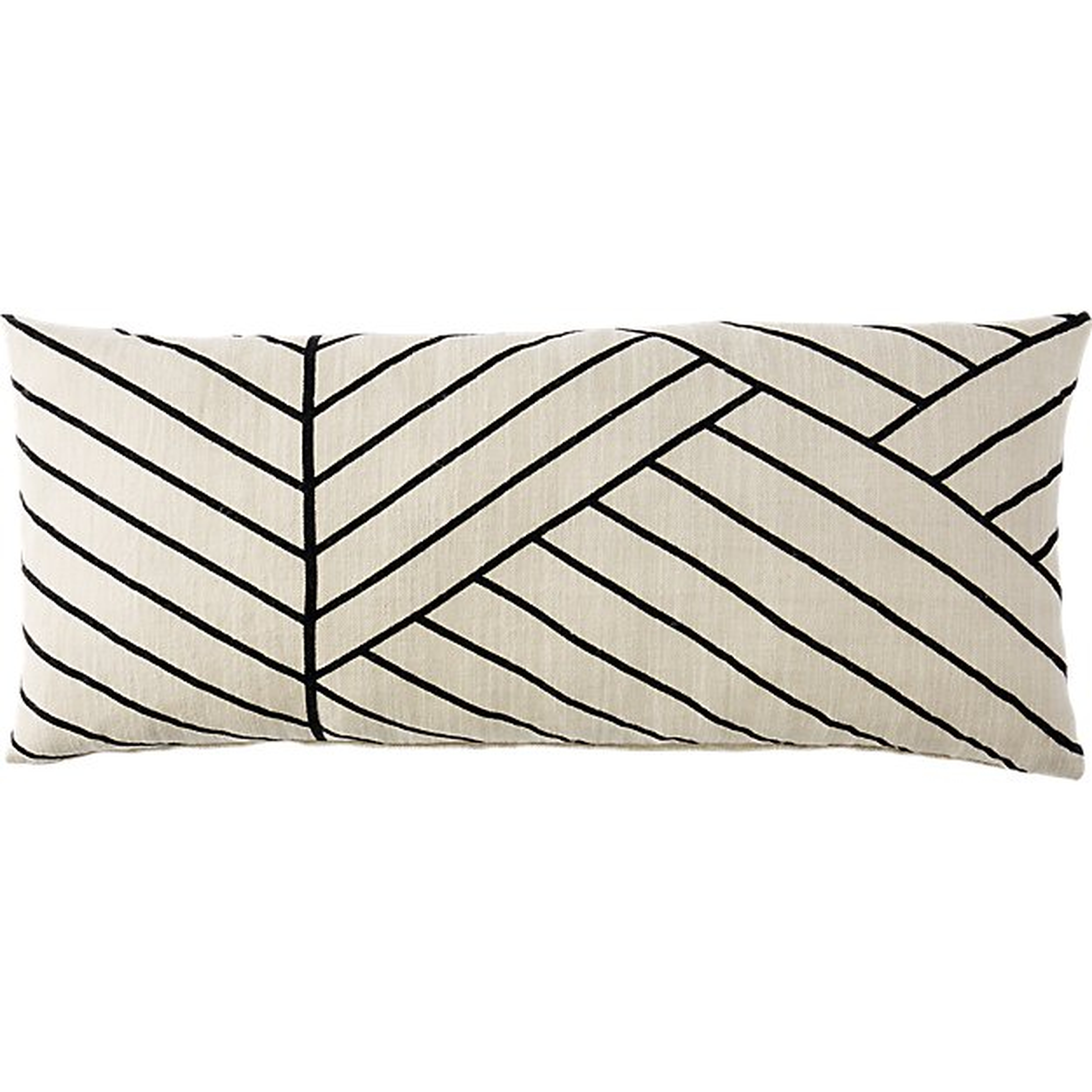 Forma Pillow, Feather-Down Insert, Black & Ivory, 36"x16" - CB2