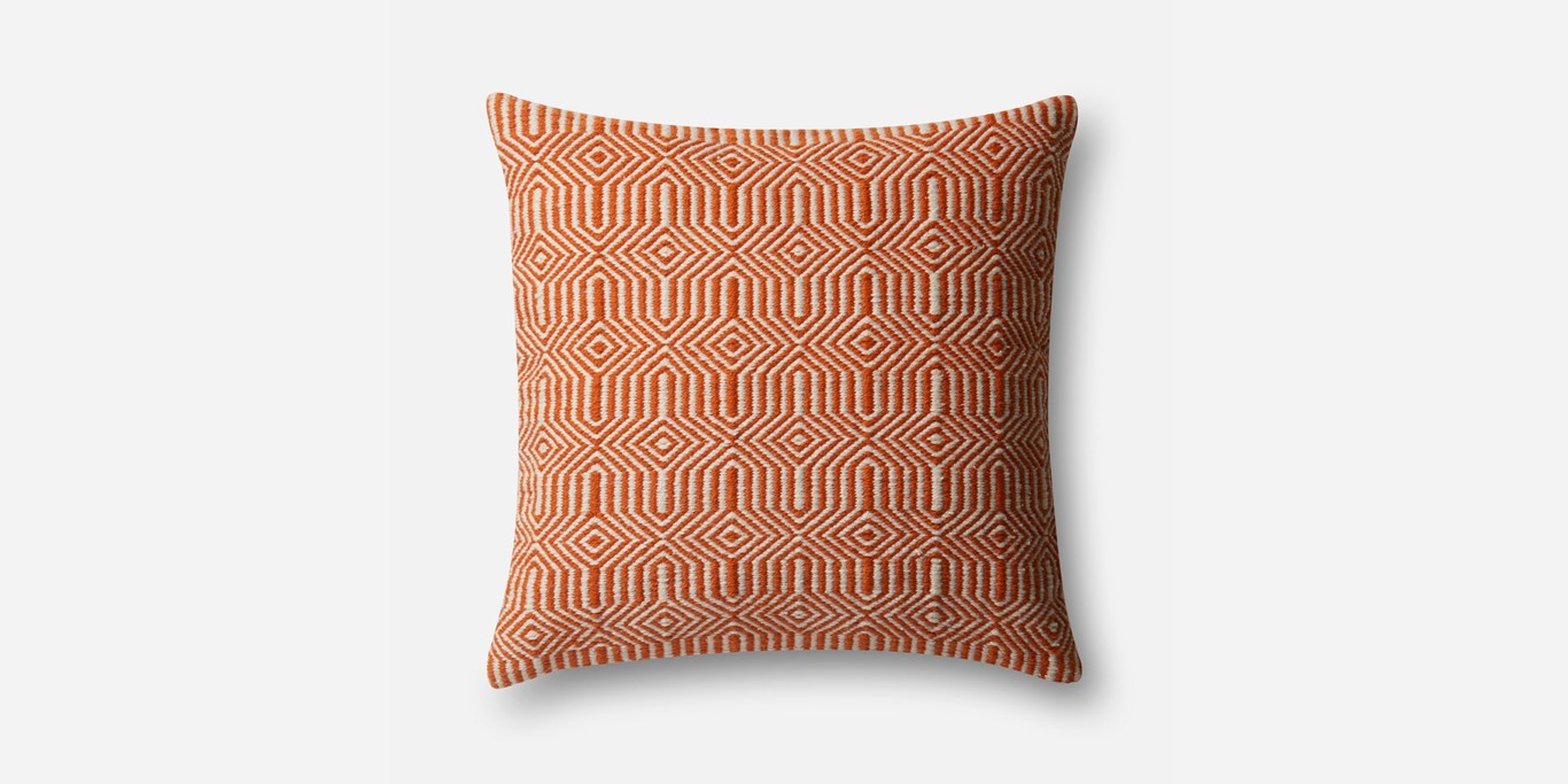 P0339 IN/OUT ORANGE / IVORY Pillow with Poly Insert - Loloi Rugs