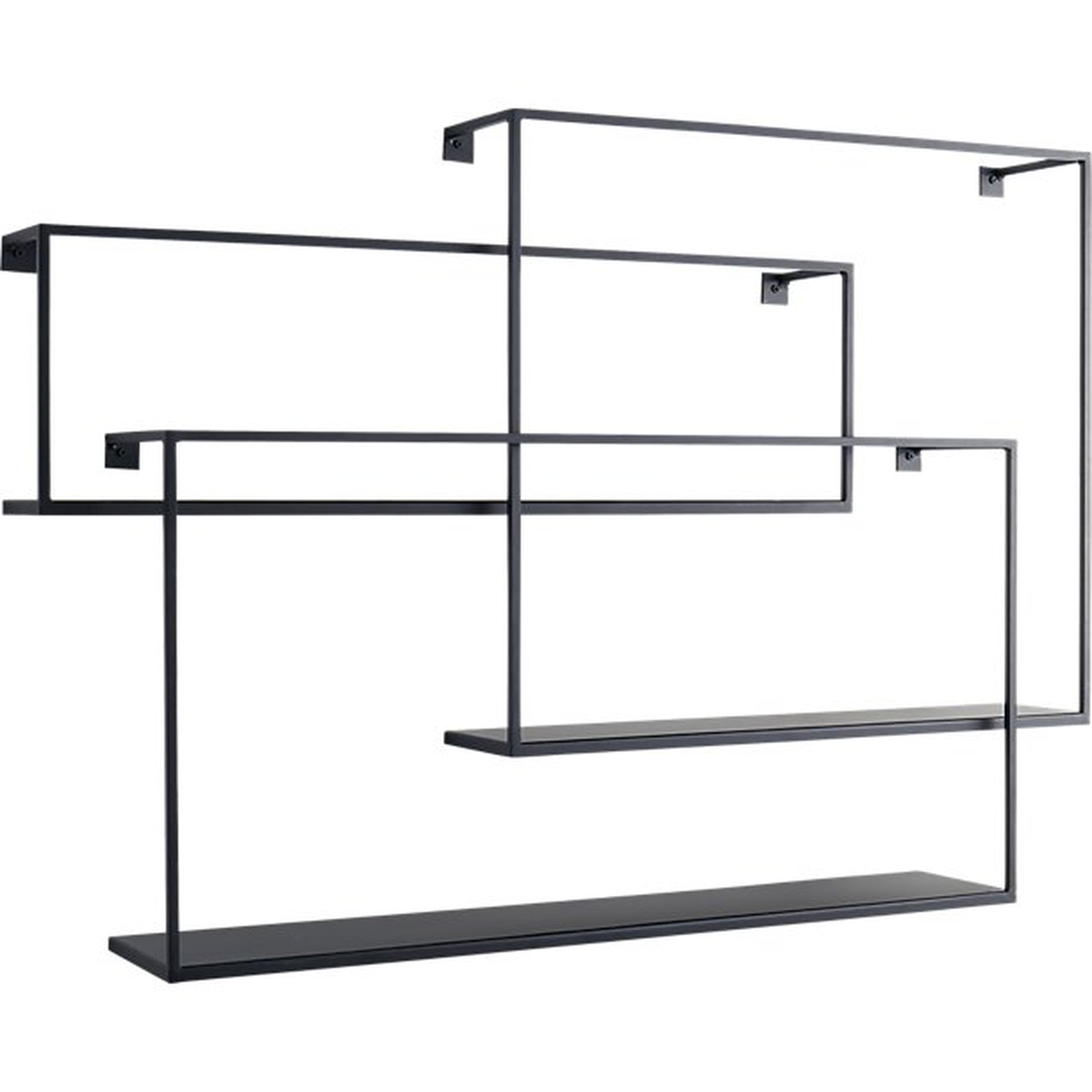3-piece floating large matte black shelf set - CB2
