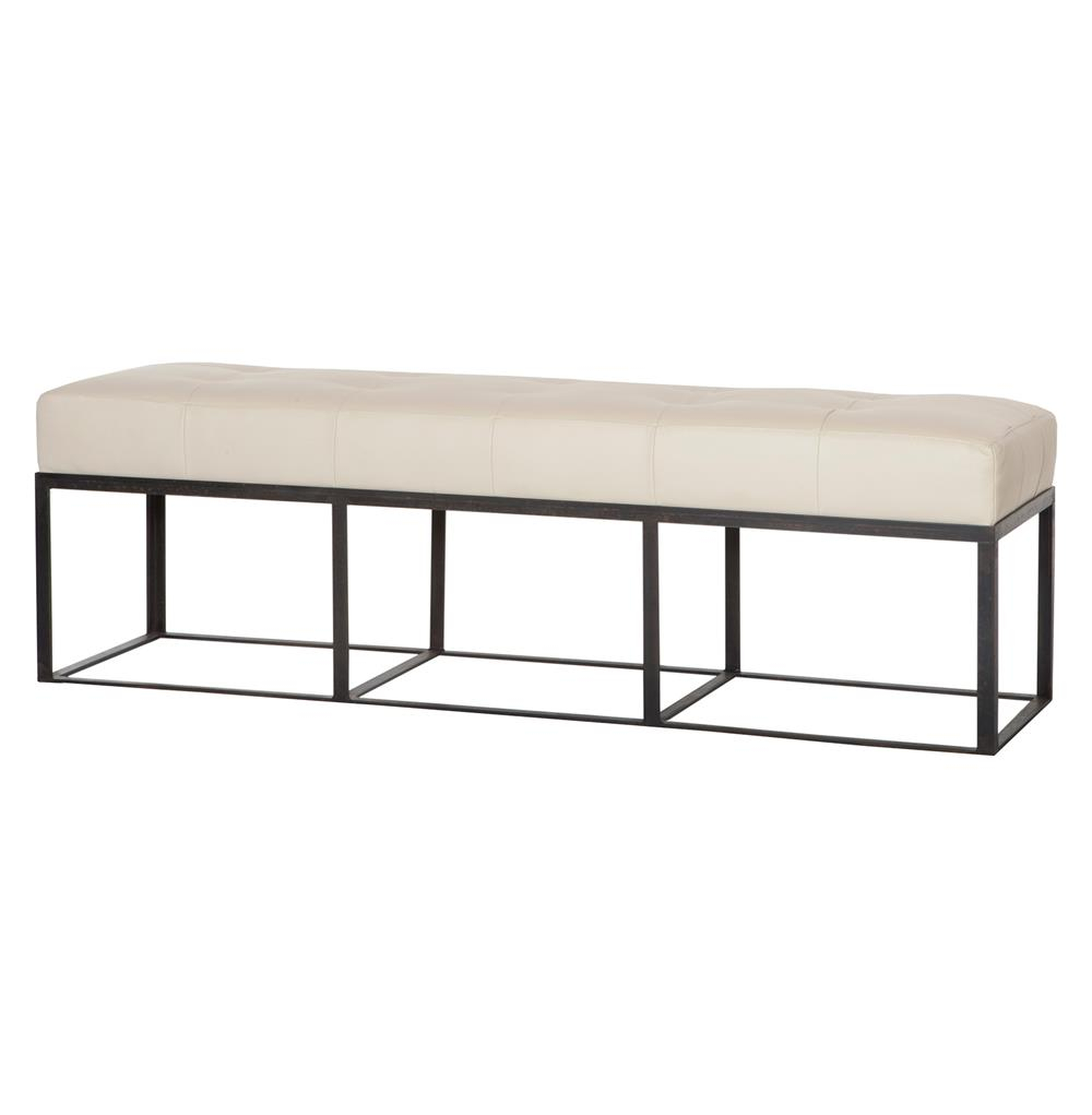 Cruz Modern Classic Ivory Leather 60 Inch Bench - Kathy Kuo Home