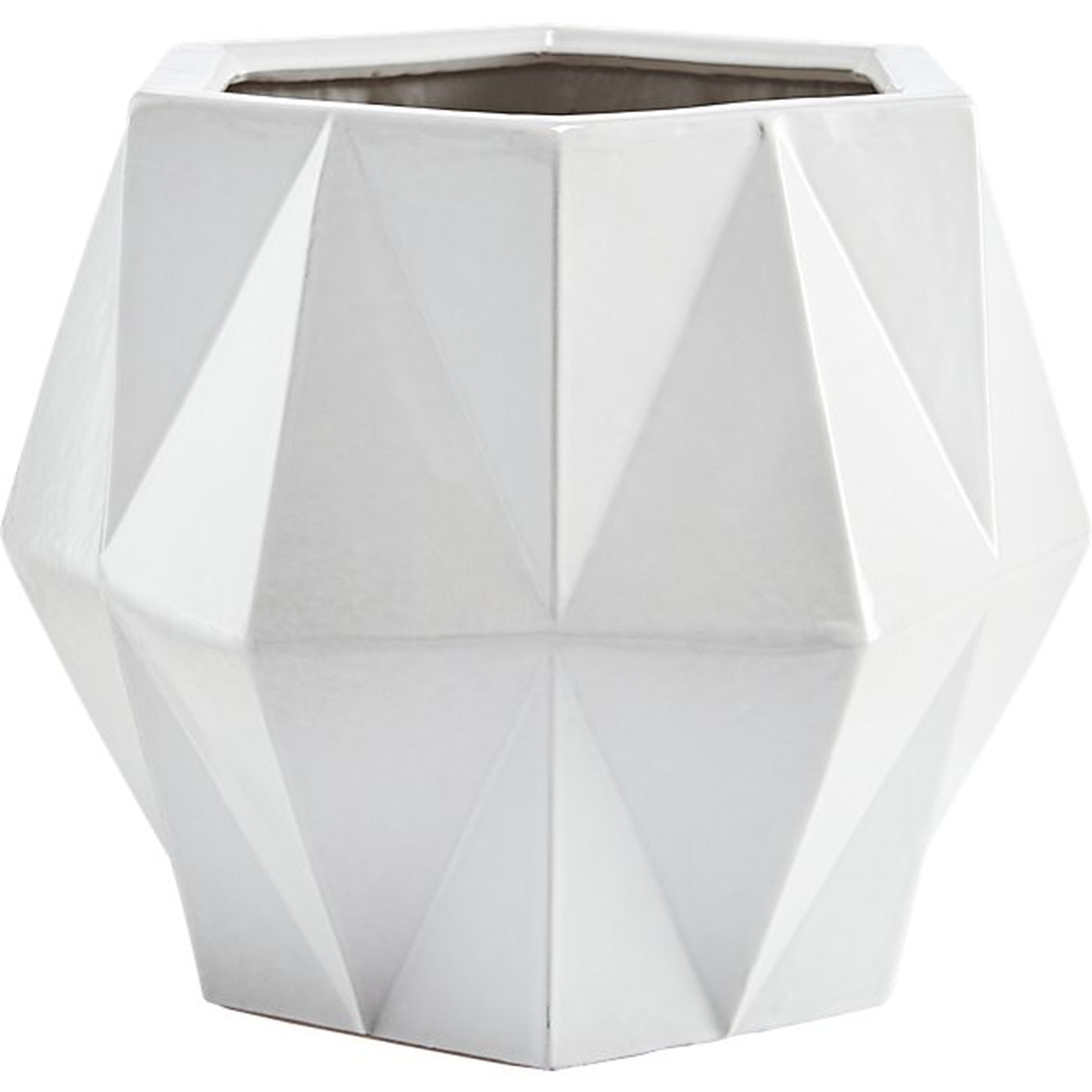 isla large white geometric planter - CB2