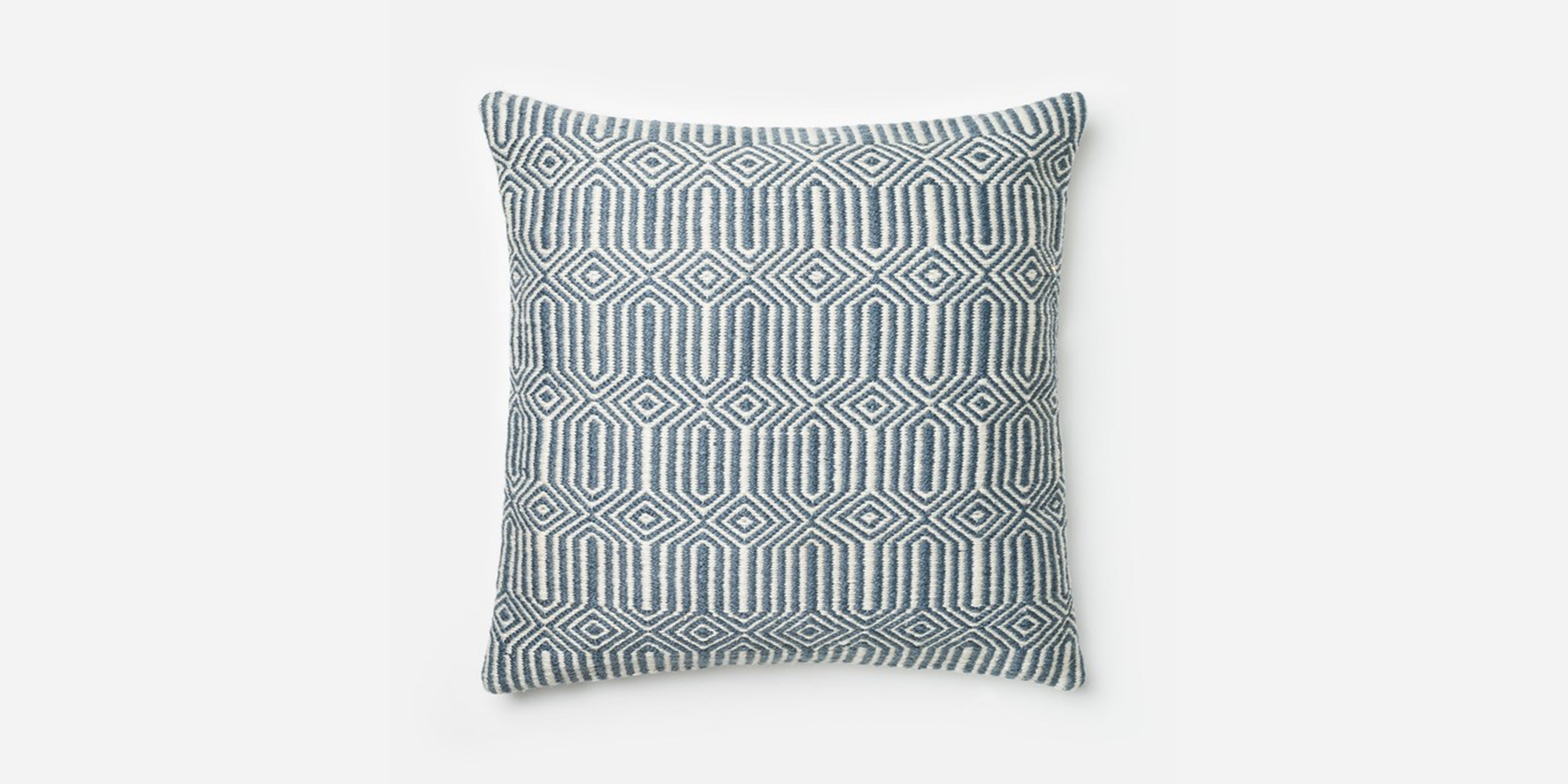 P0339 Blue / Ivory Pillow Cover - 22" x 22" with Poly fill - Loloi Rugs