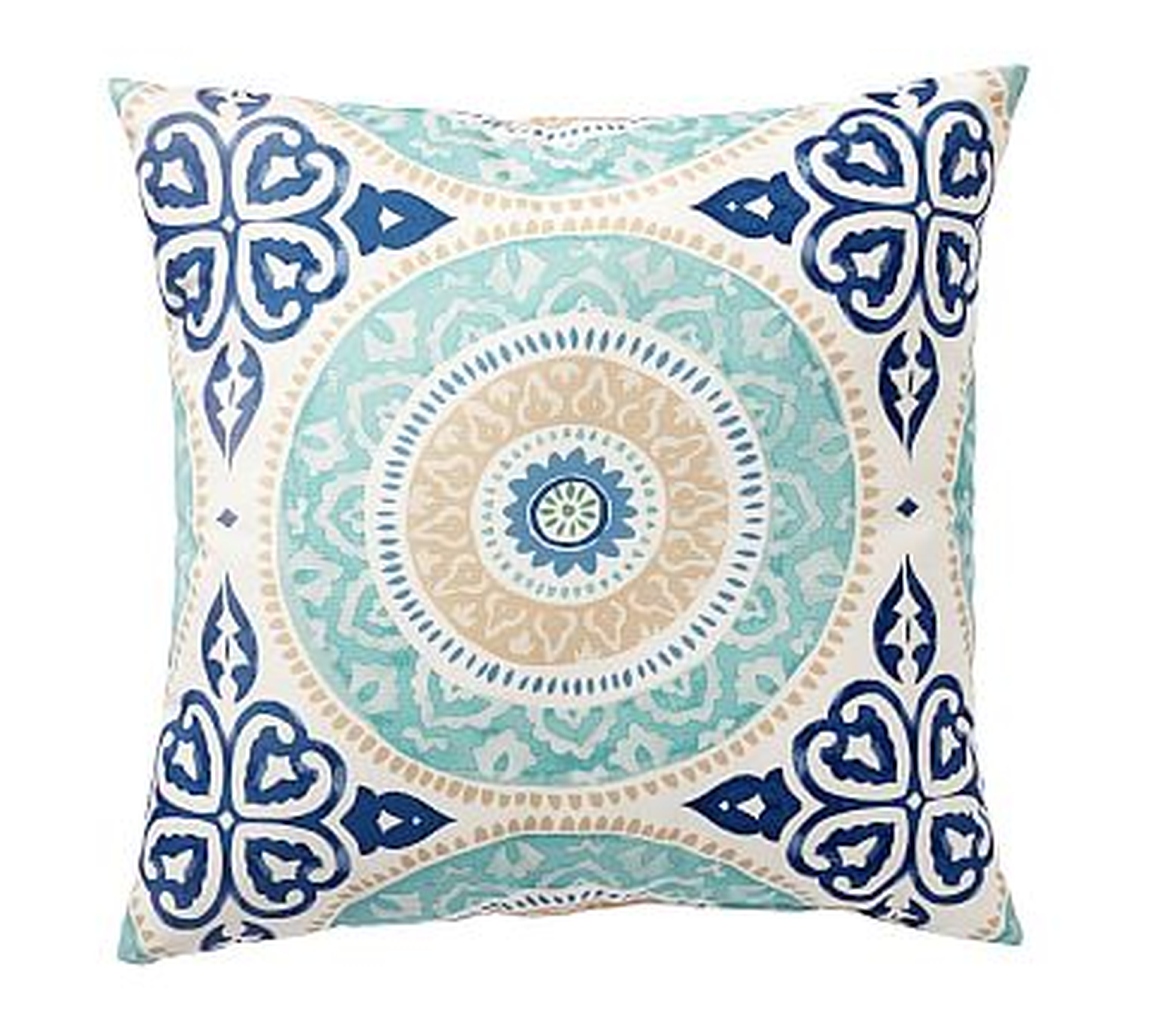 Leona Medallion Indoor/Outdoor Pillow, 20", Blue Multi - Pottery Barn