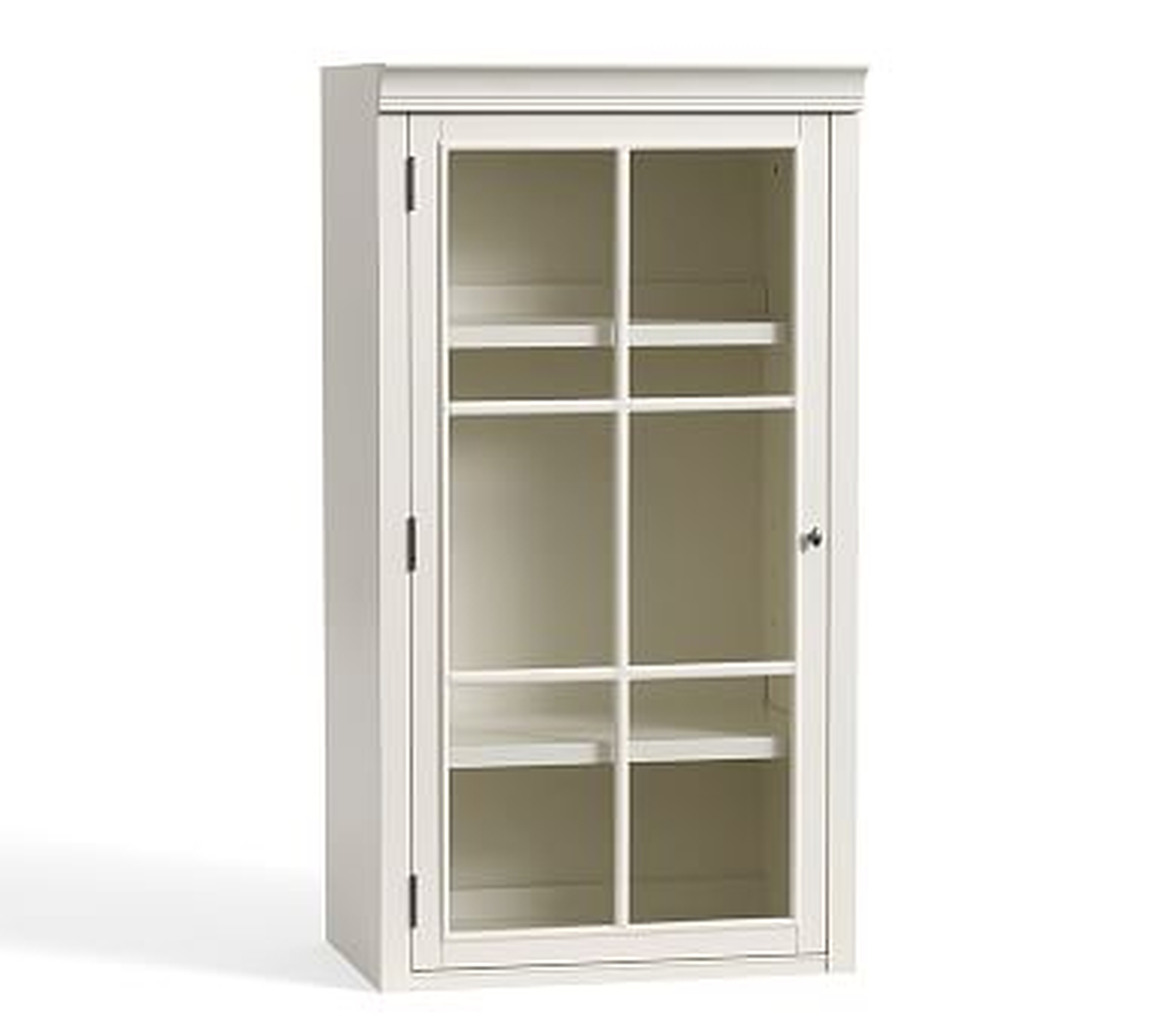 Logan Hutch With Glass Doors, Alabaster, 24" Wide - Pottery Barn