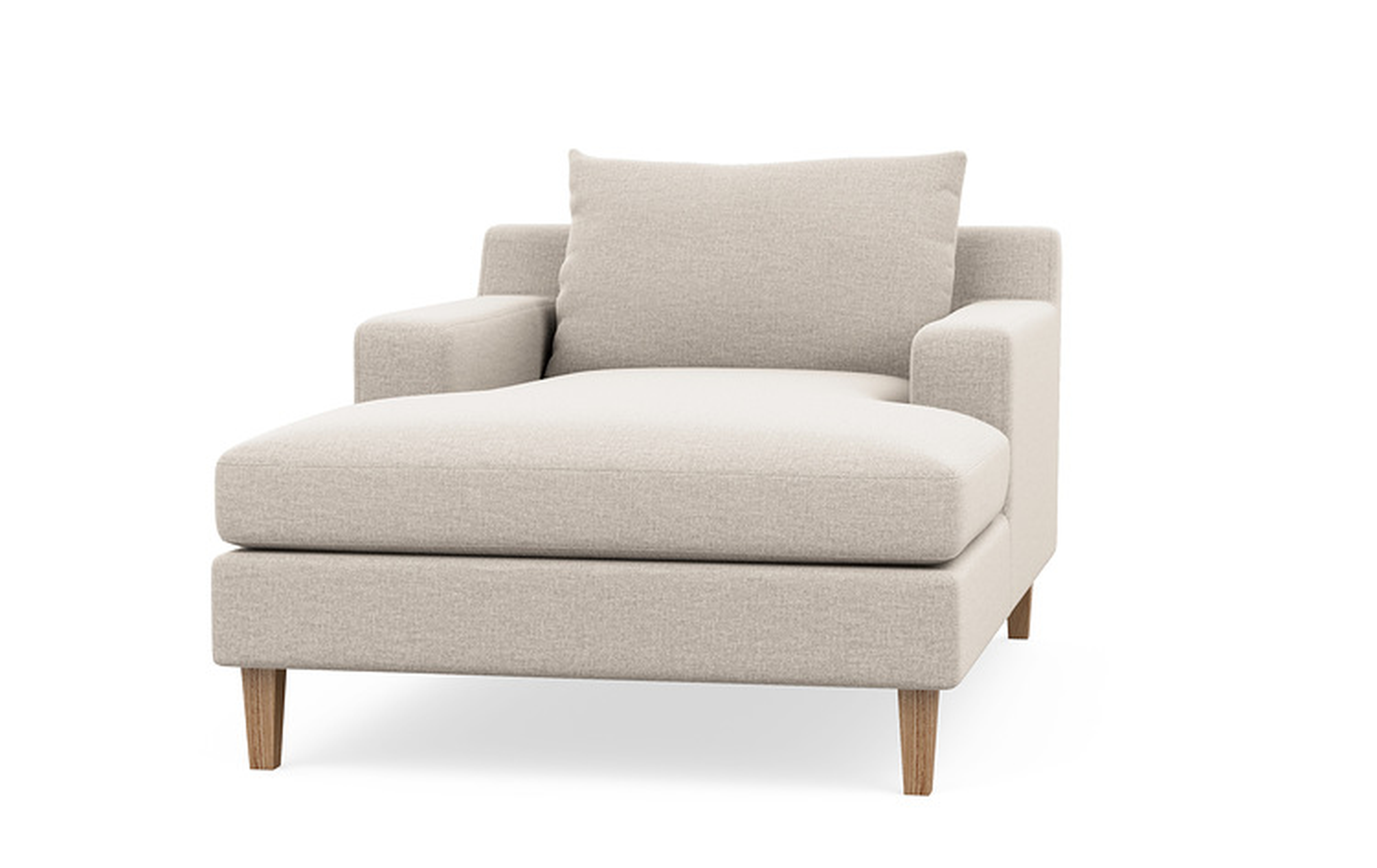 Sloan Chaise  Fabric chaise - 63" - Linen Pebble Weave - Natural Oak Leg - Interior Define