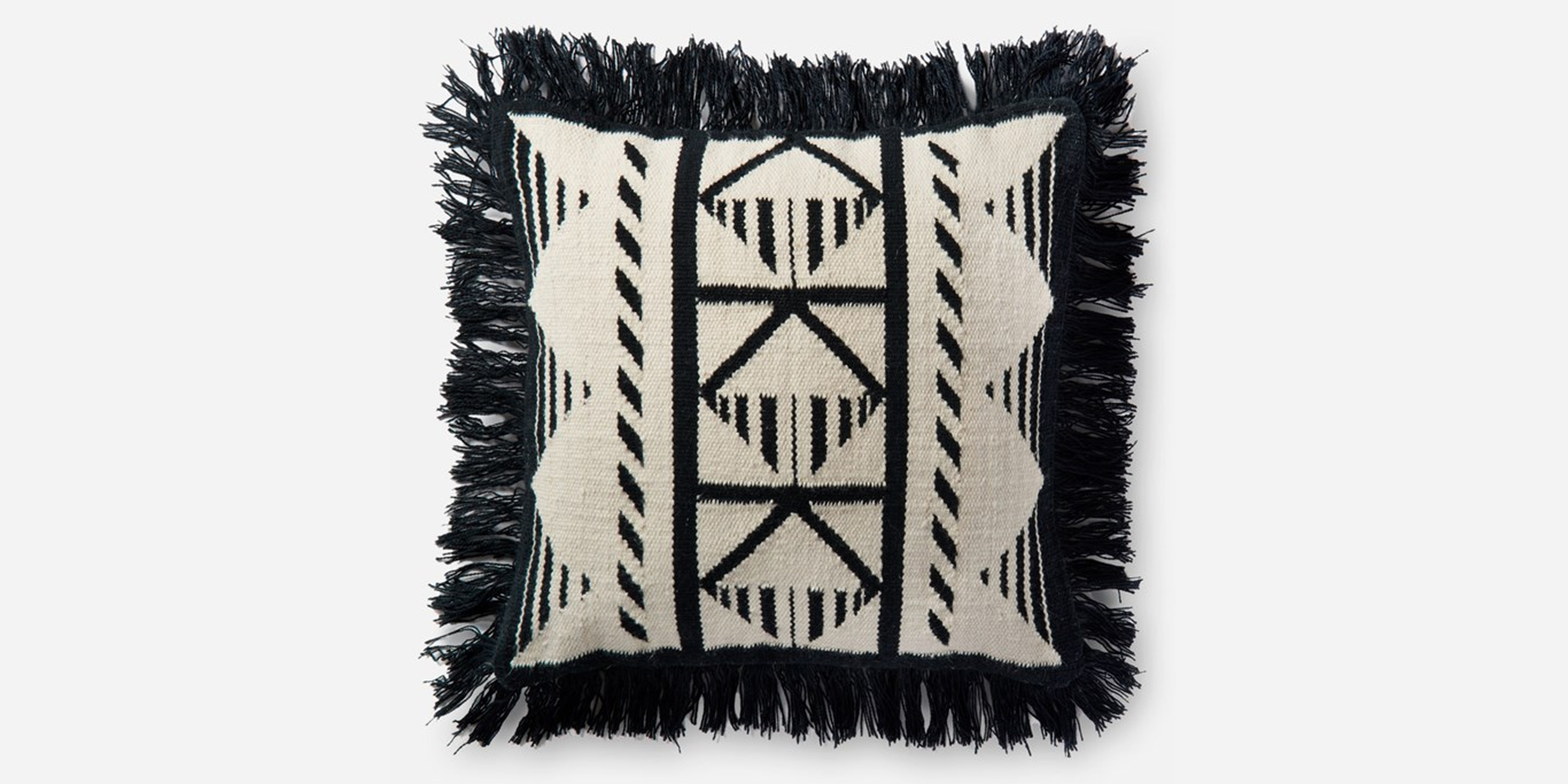 P0501 IN/OUT BLACK / IVORY 22 x 22 with down insert - Loloi Rugs