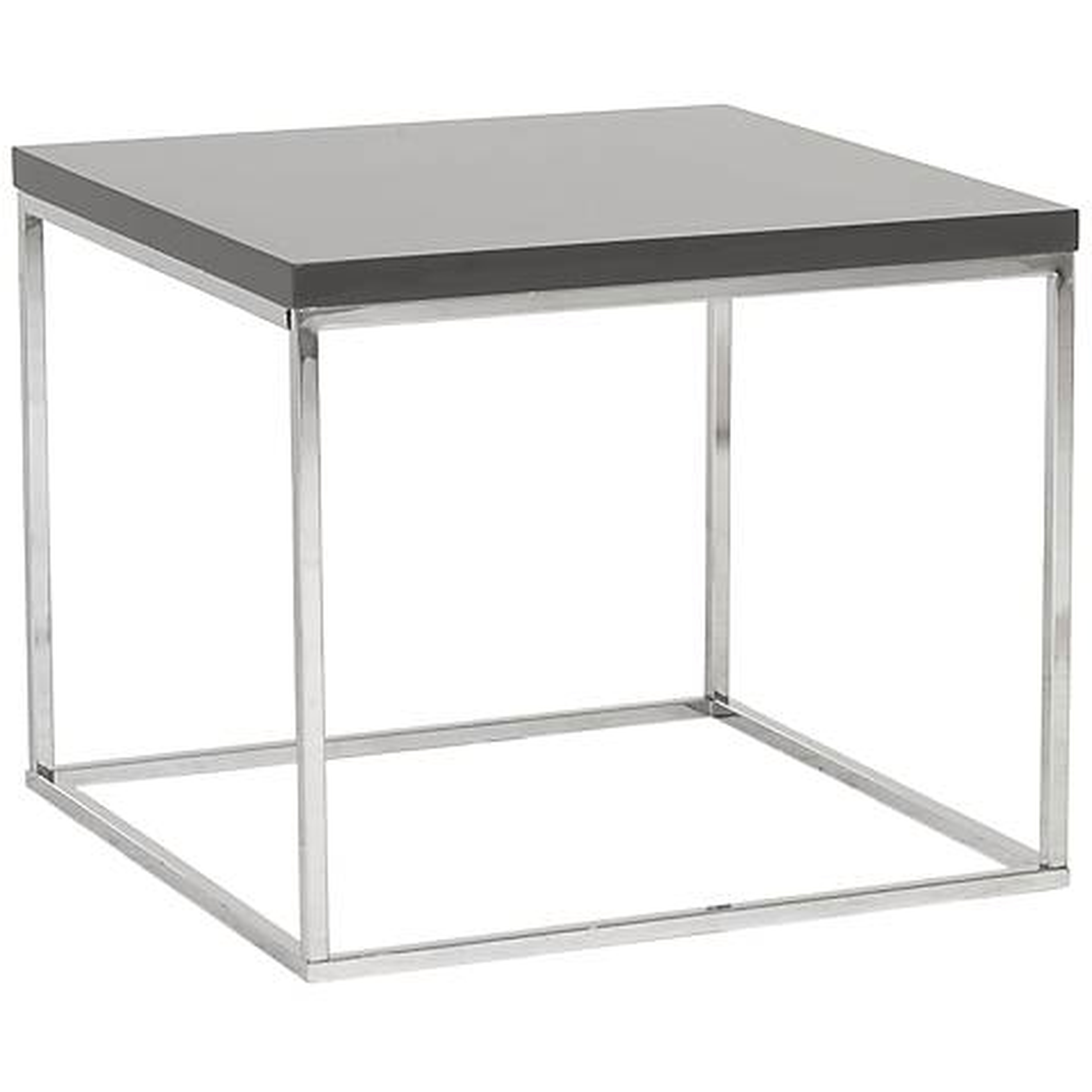 Teresa Square High-Gloss Gray Side Table - Lamps Plus