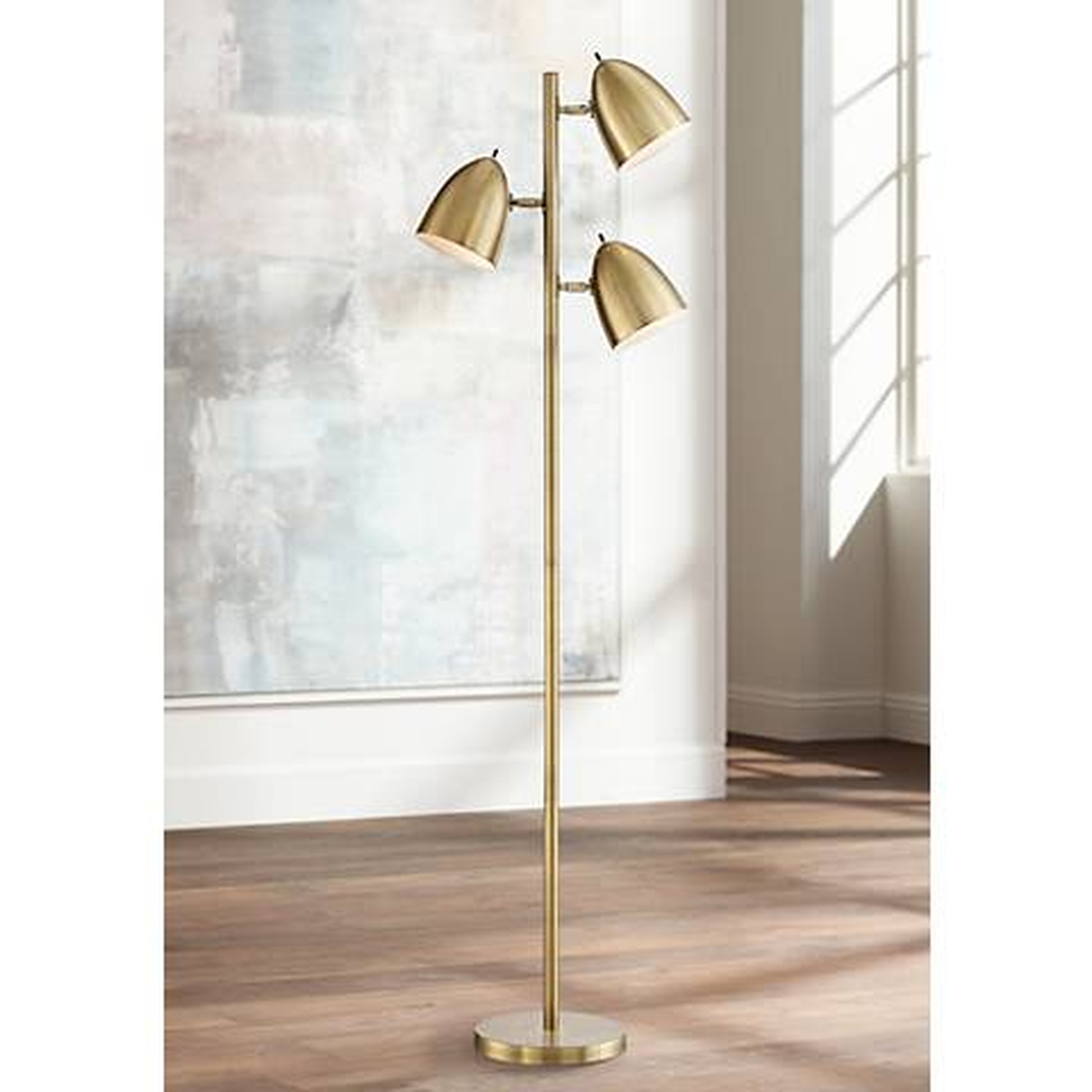 Aaron Aged Brass 3-Light Floor Lamp - Lamps Plus