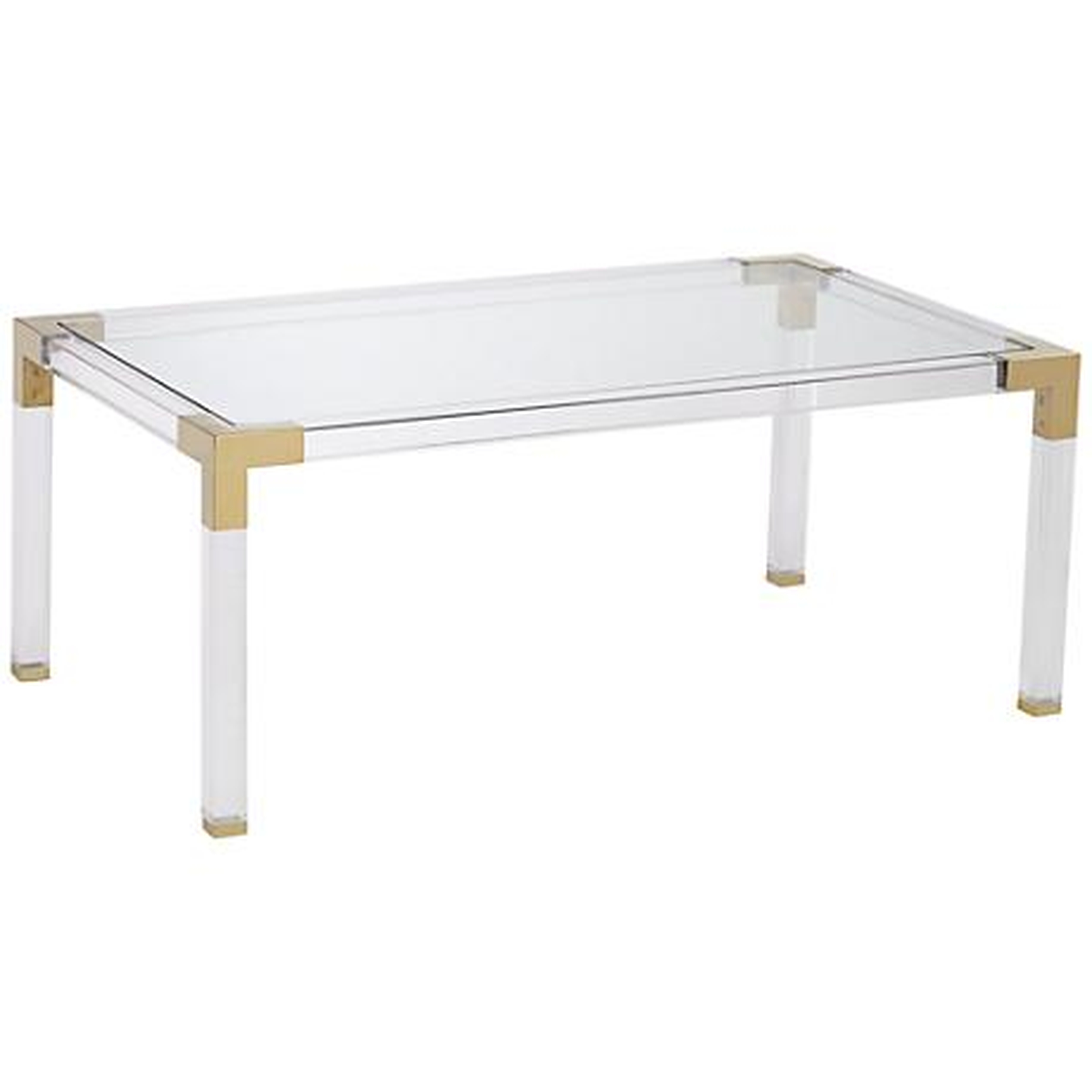 Erica Rectangle Acrylic Coffee Table with Gold Corners clear - Lamps Plus