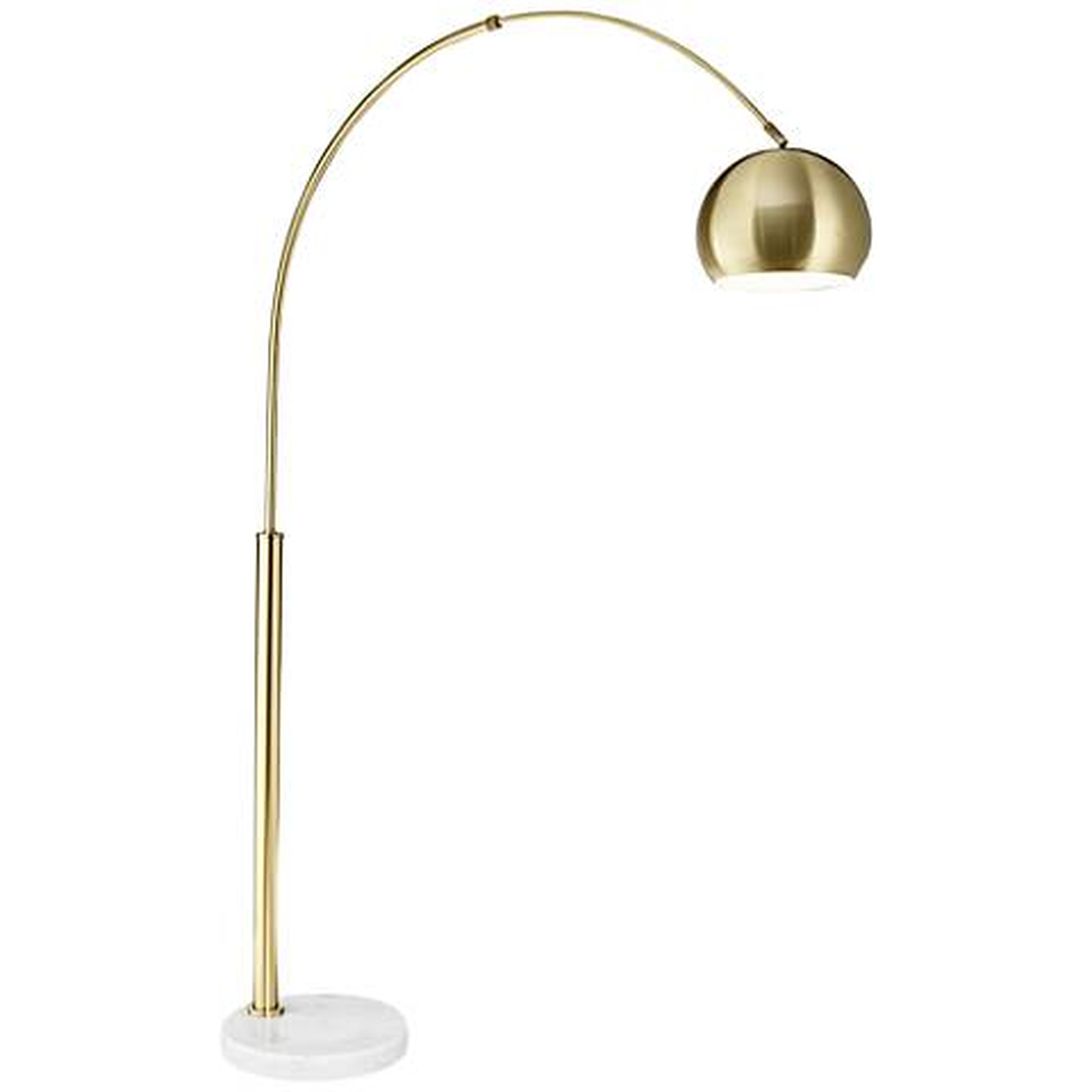 Basque Gold Finish Modern Arc Floor Lamp with White Marble Base - Lamps Plus