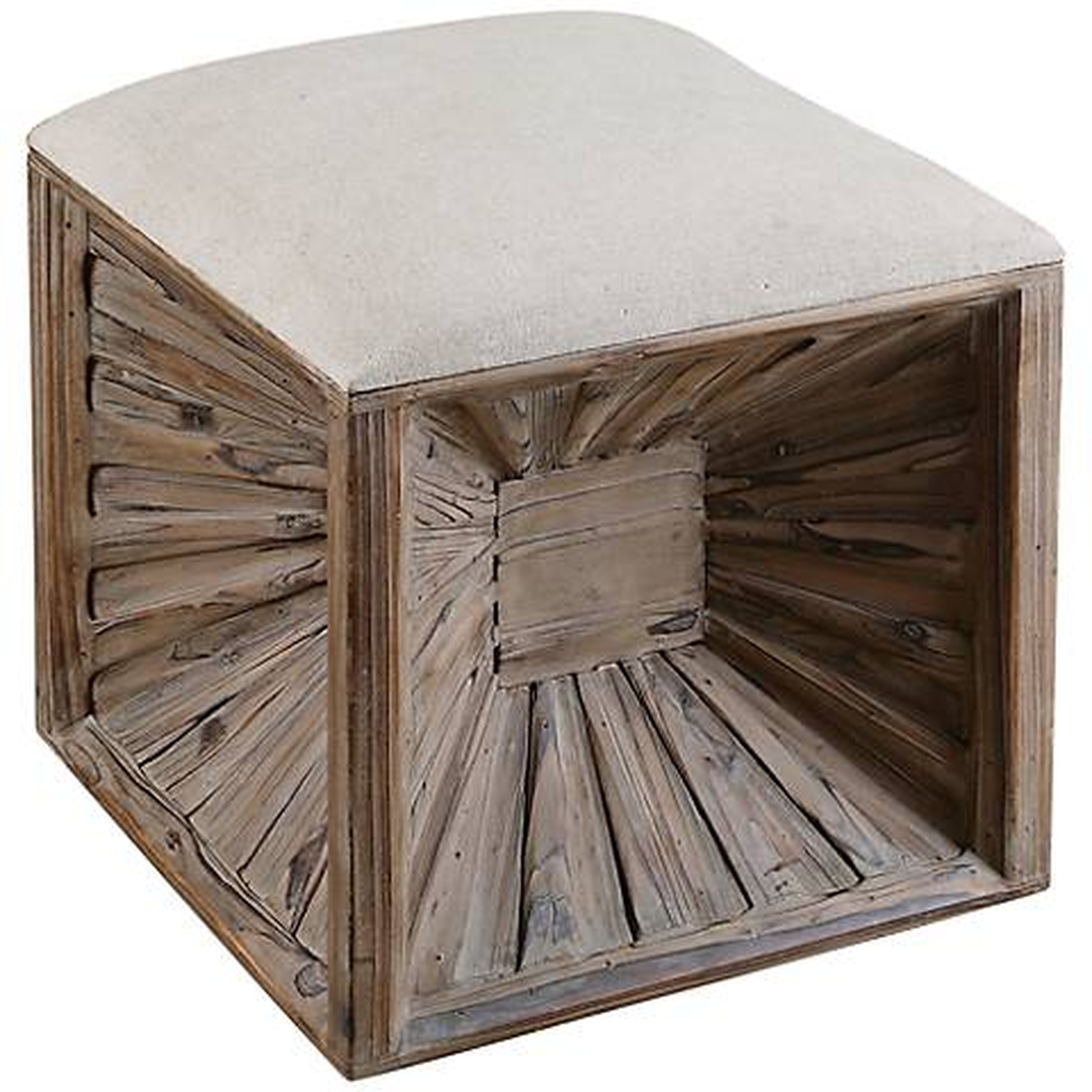 Uttermost Jia Weathered Wood Ottoman - Lamps Plus